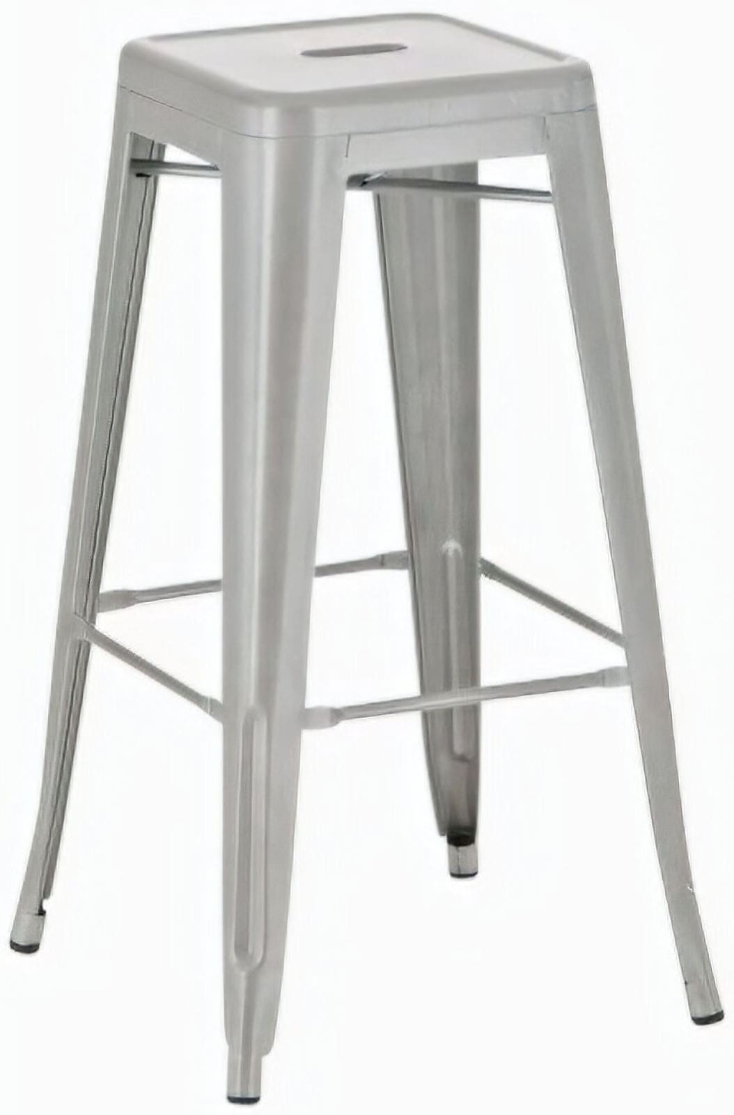 Tabouret De Bar X1 Avec Repose-pieds Design Industriel En Métal Argenté 10_0005005