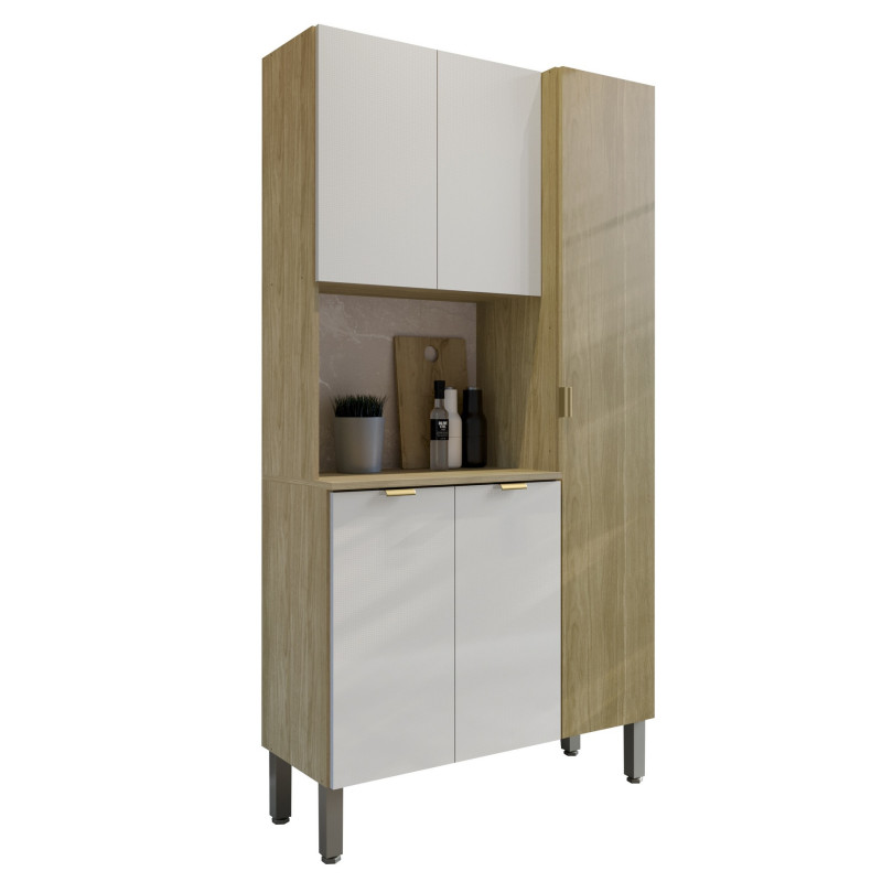 Buffet Beaux Meubles Pas Chers Melissa 5 Portes 9 Niches Chêne Blanc Écru