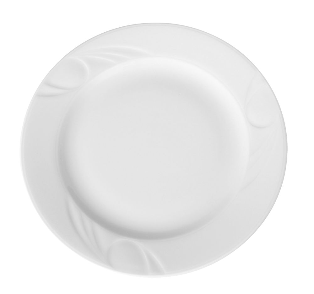 Assiette Plate Porcelaine Blanche Décorée Ø 240 Mm - Lot De 12 - Hendi