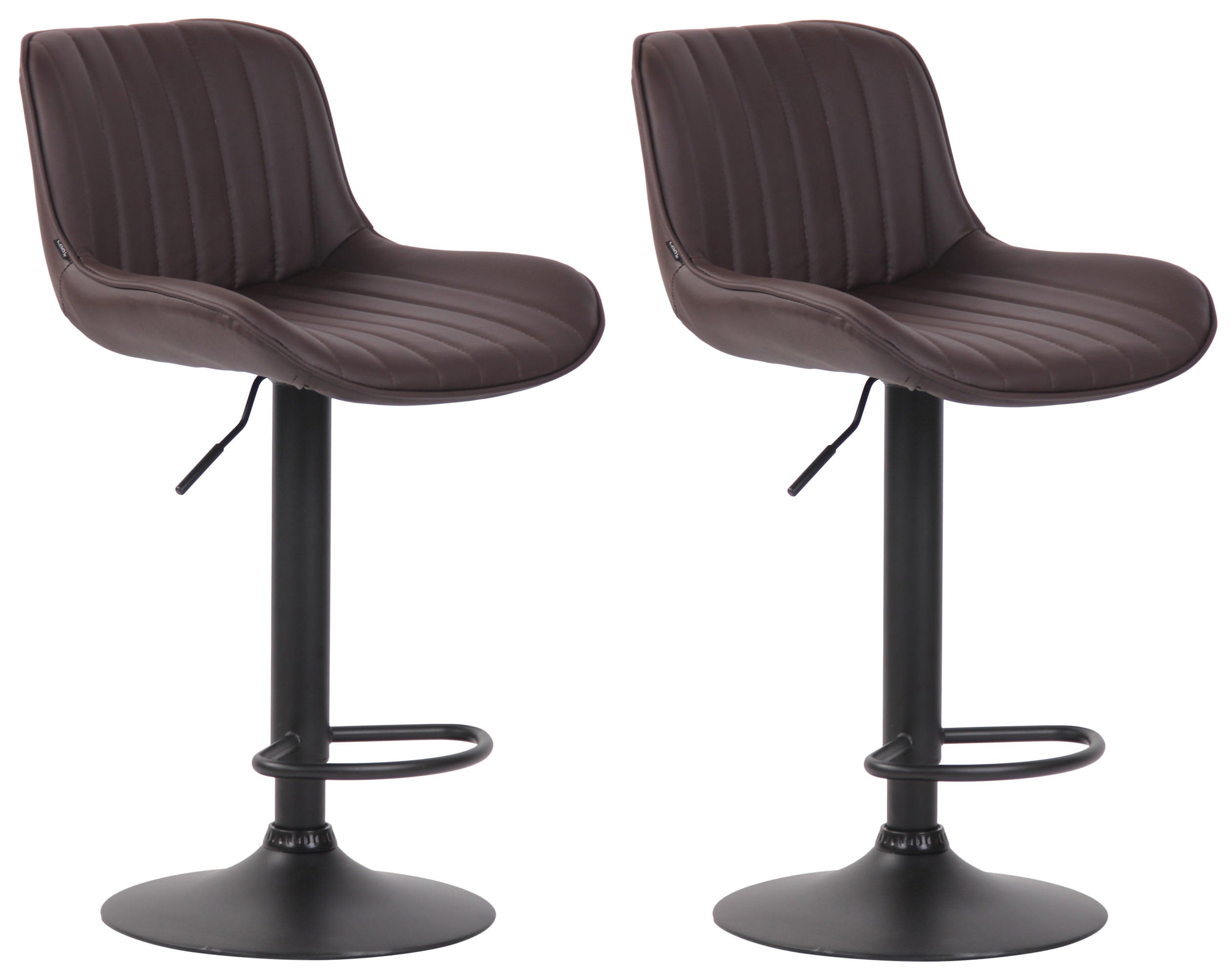 Lot De 2 Tabourets De Bar Chaises Hautes En Pvc Marron Coutures Verticales Support 10_0004278