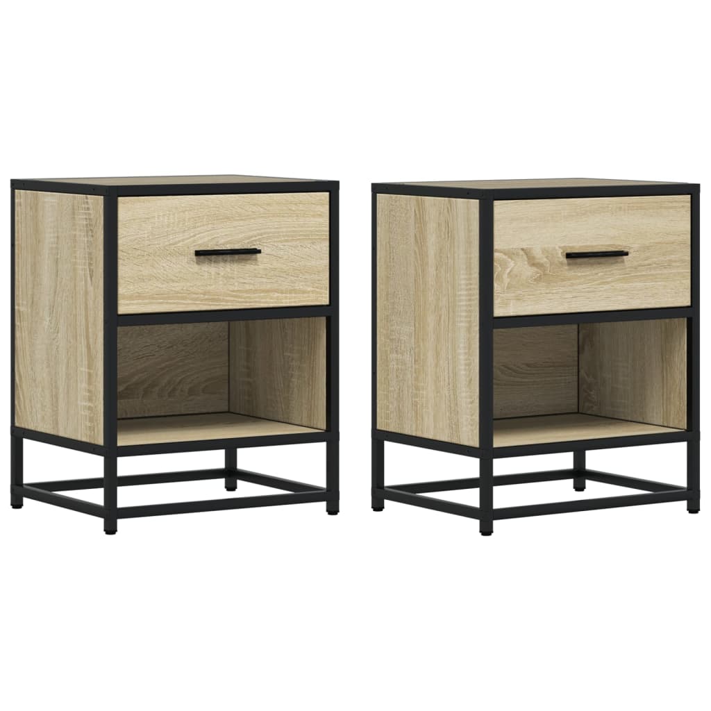 Lot De 2 Tables De Chevet Avec Tiroir Et Compartiment Ouvert 40 X 31 Dec035229