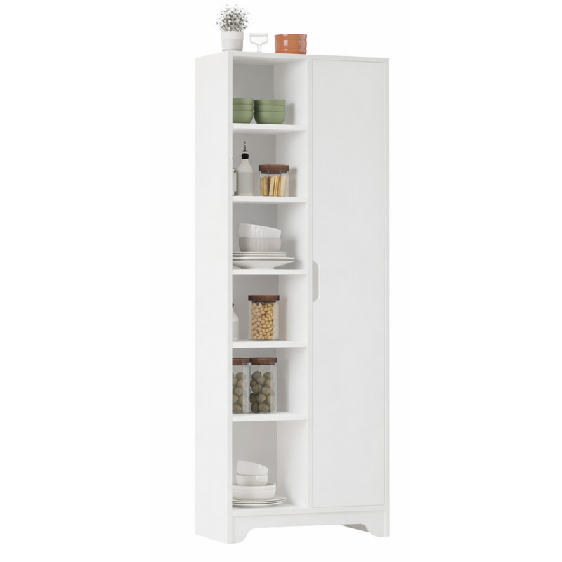 Armoire Multifonctions Beaux Meubles Pas Chers 1 Porte 11 Niches Blanc Bois