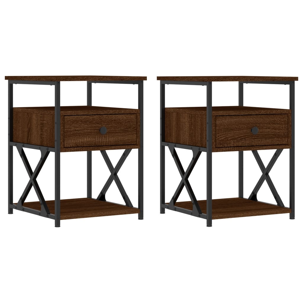 Lot De 2 Tables De Chevet Avec Tiroir Et Étagère 40 X 42 X Dec035859