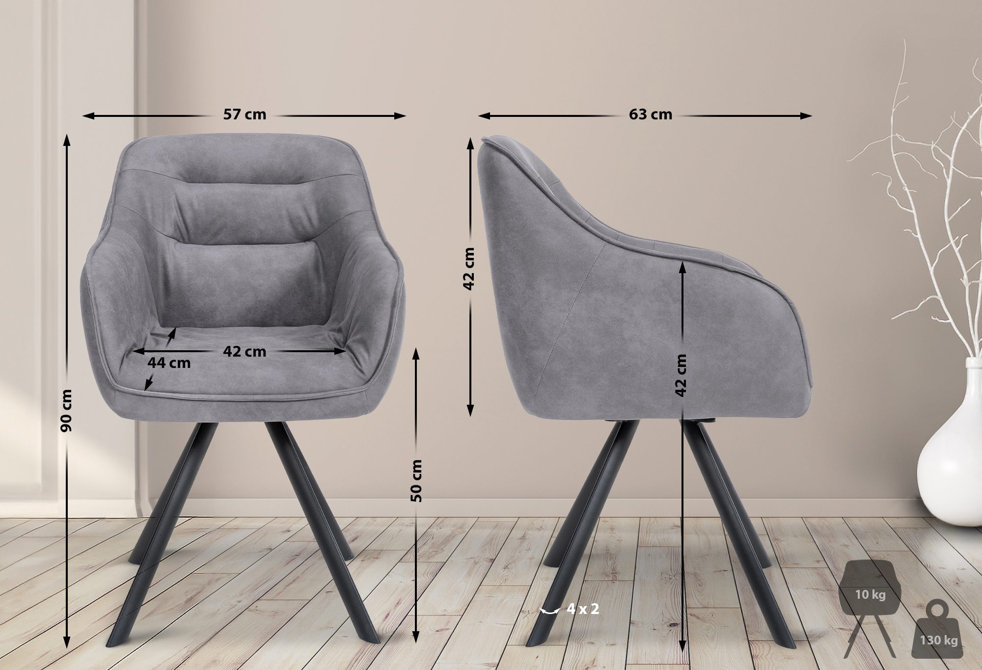 Chaise Vintage Russel Gris