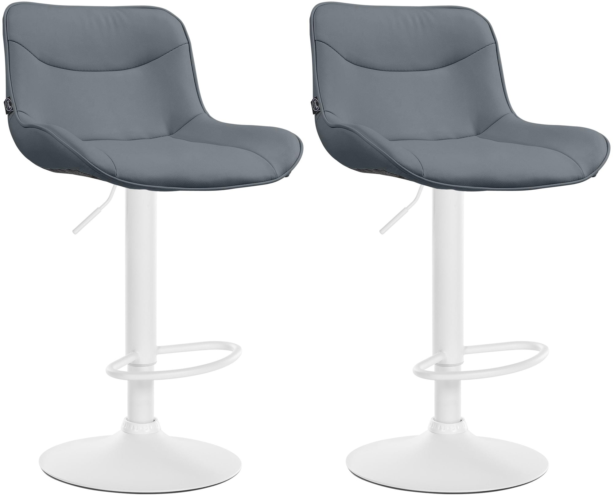 Lot De 2 Tabourets De Bar Vonore Simili Cuir Blanc Gris