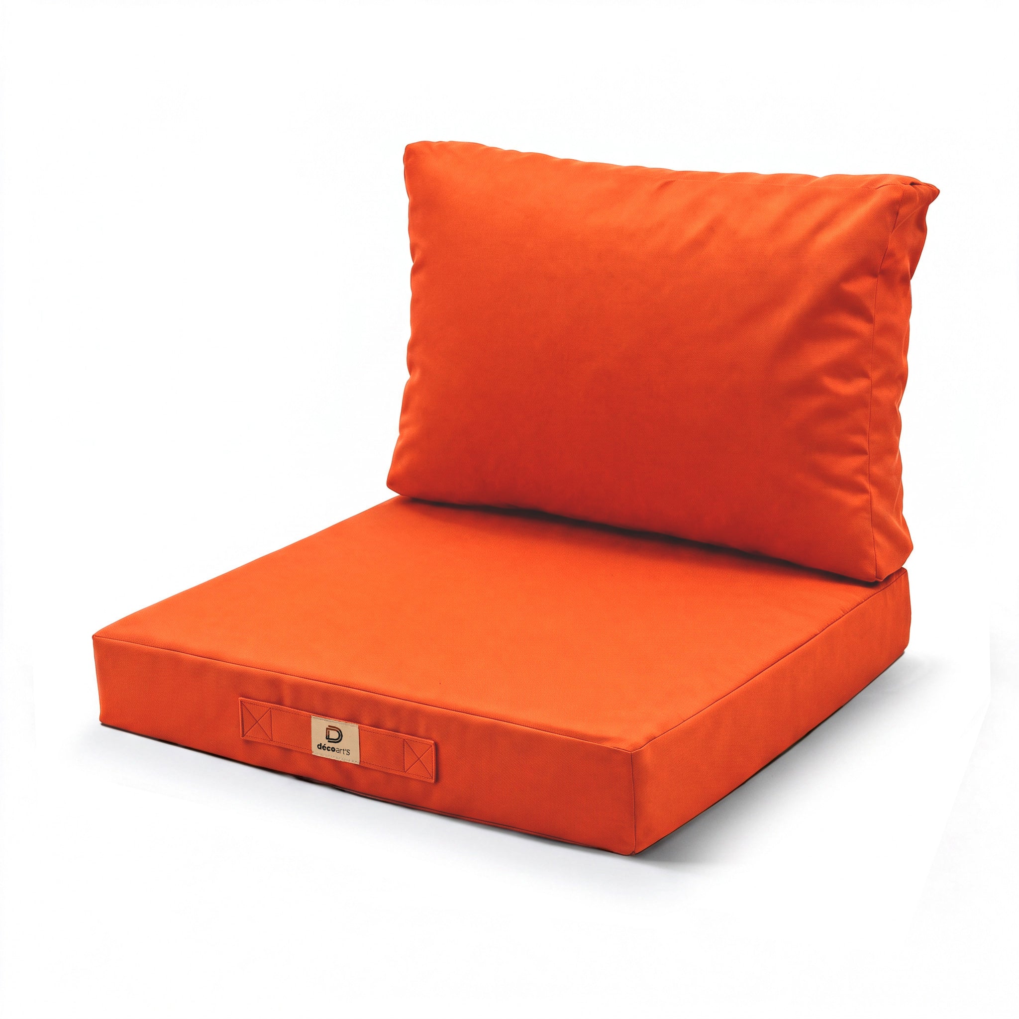 Ensemble Coussins Salon Jardin 60x60 Orange - Déhoussable & Anti-uv (assise + Dossier)