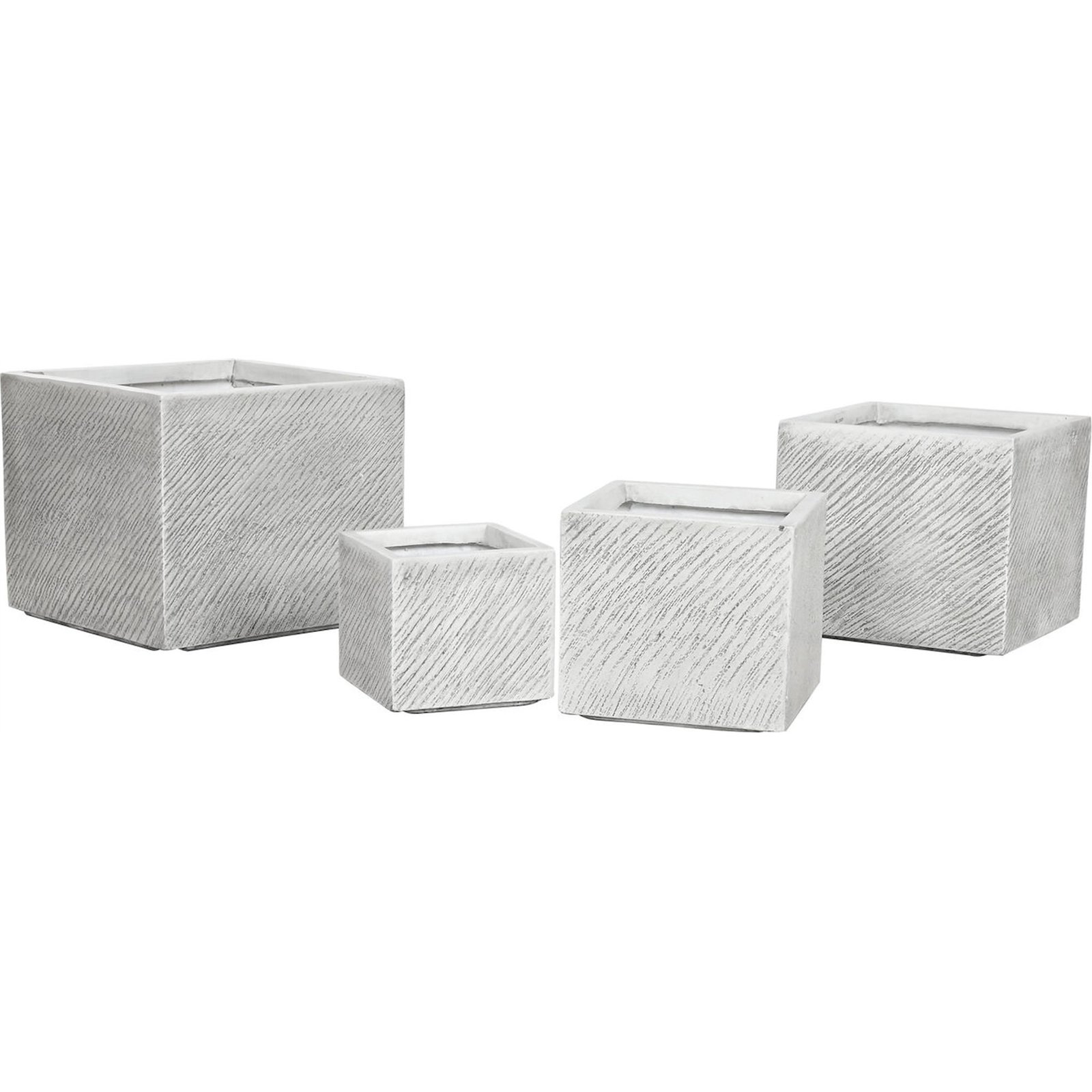 Cache-pot Design Gris En Magnesia Style Moderne Terrasse Jardin - Gris Béton Clair Strié