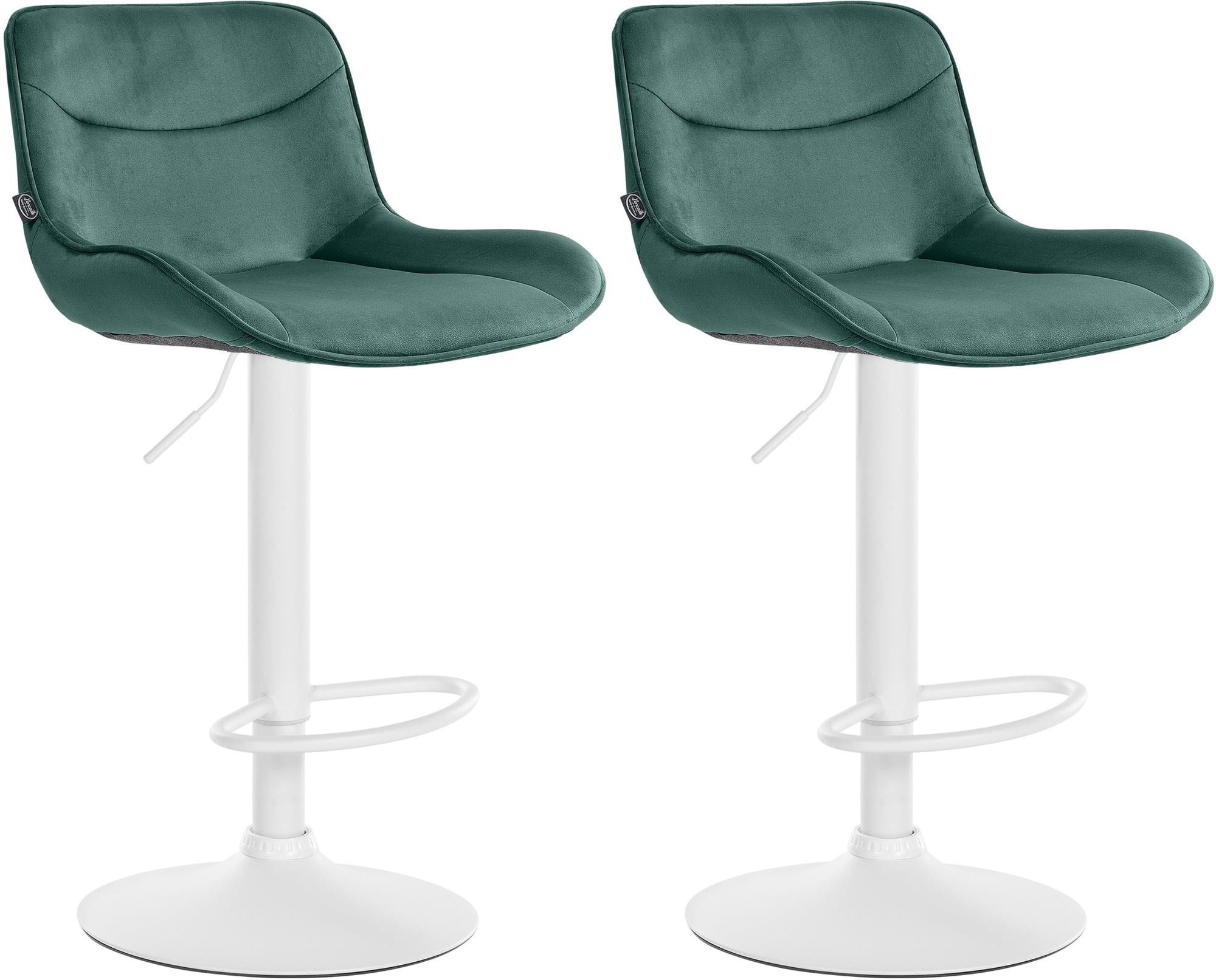 Lot De 2 Tabourets De Bar Vonore Velours Blanc Vert