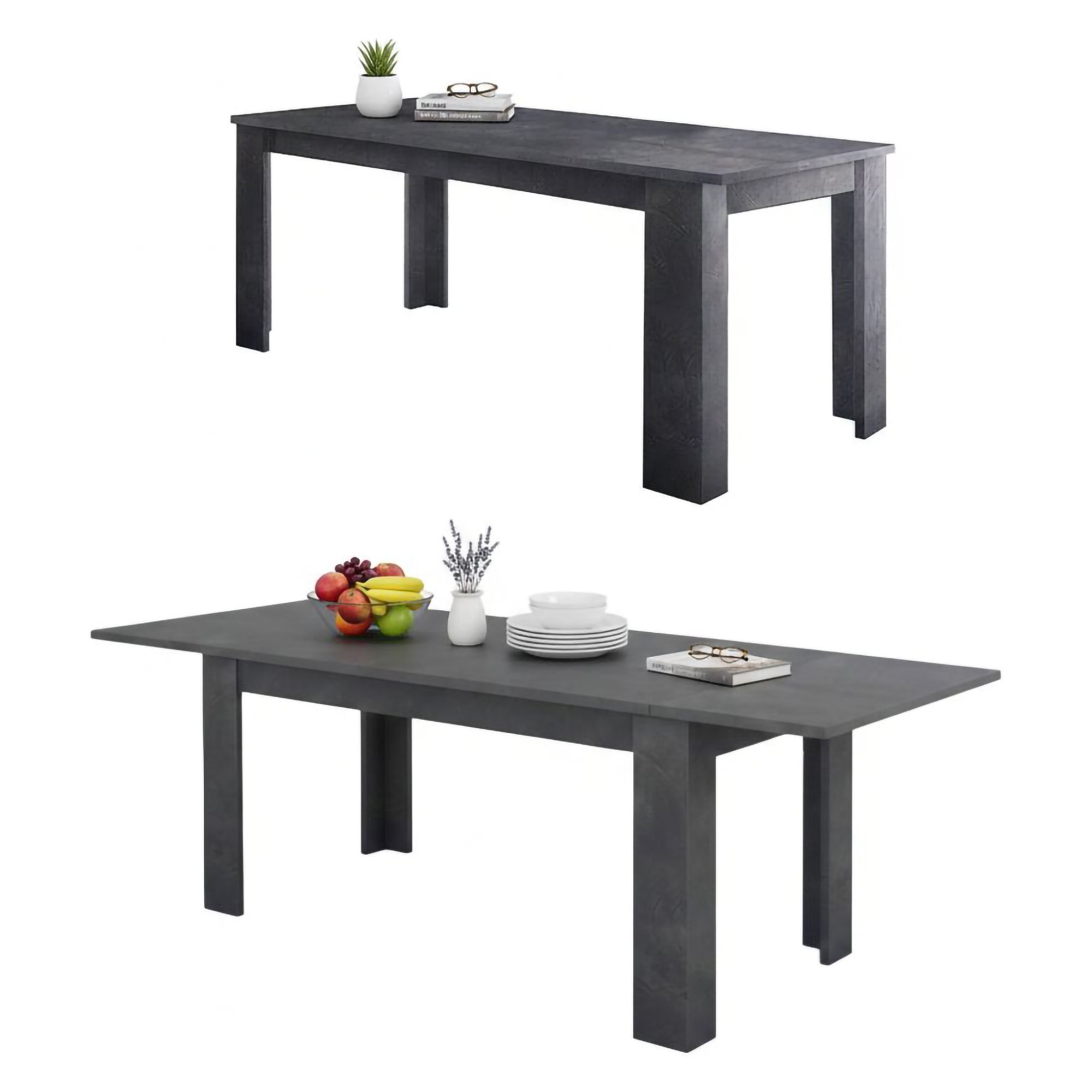 Table Extensible,effet Bois,ardoise,210x90h75 Cm