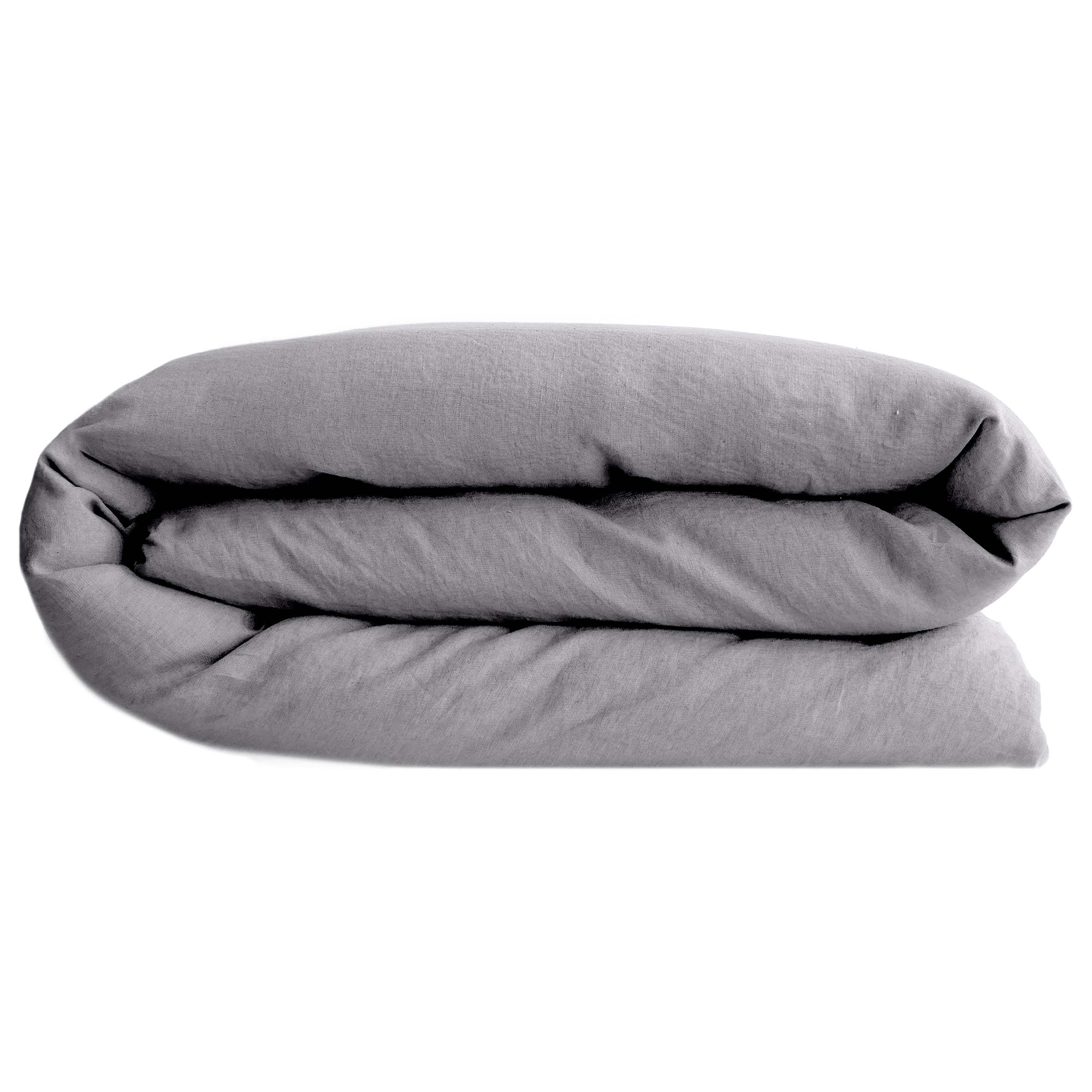 Housse De Couette Palace Pur Coton Lavé 240x220 Cm Uni Gris Acier