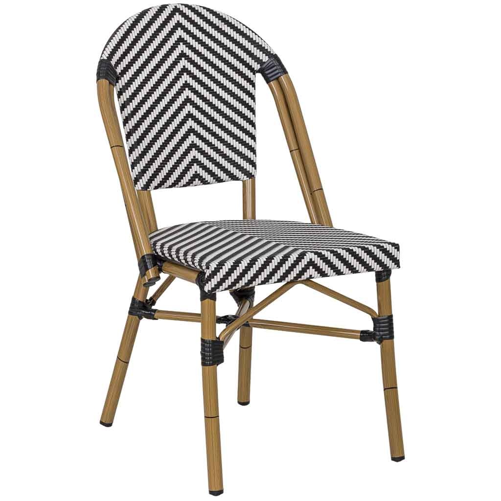 Fauteuil En Rotin Synthétique Noir Et Blanc 46x57x88 Cm