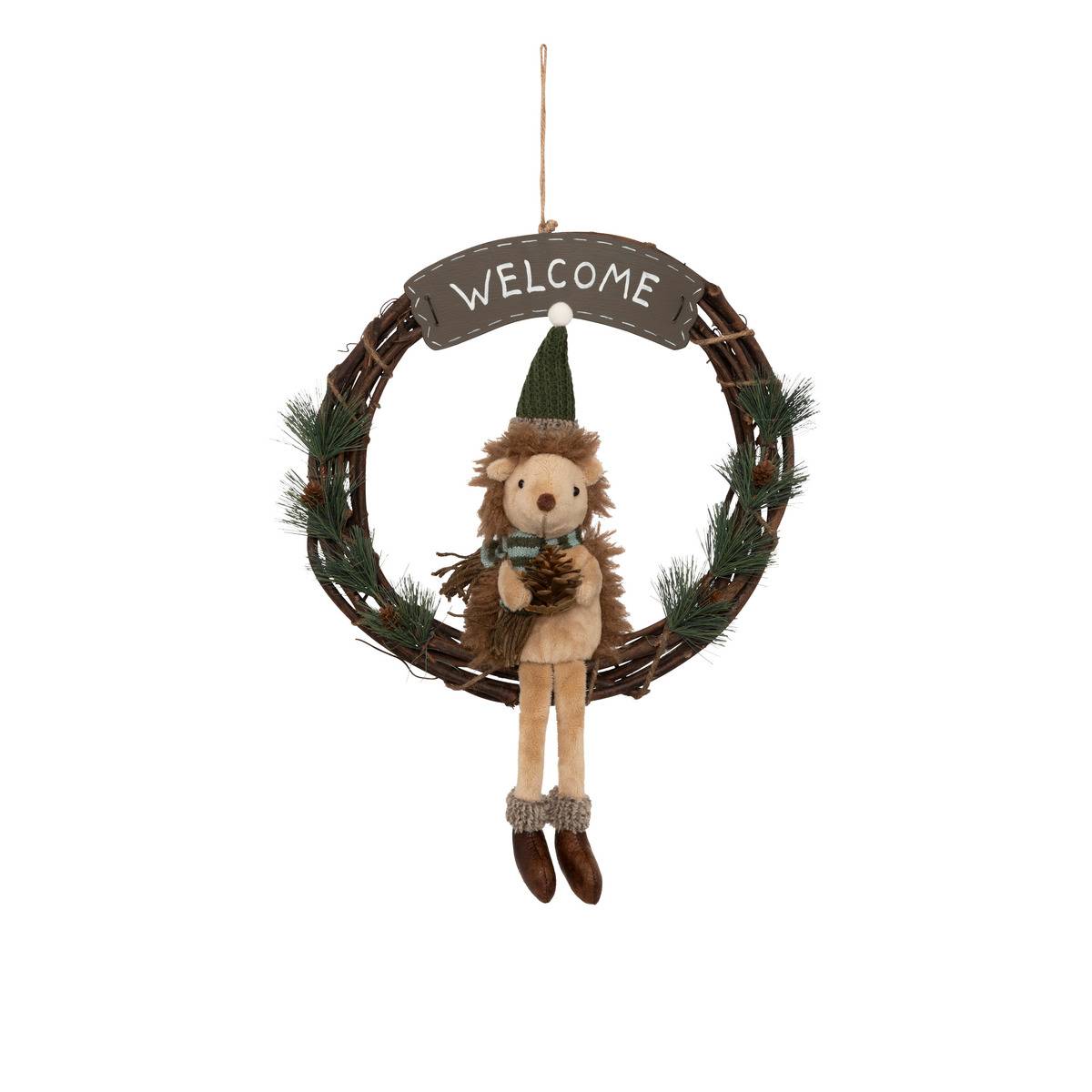Couronne De Noël Hérisson D. 33 Cm - Feeric Lights & Christmas