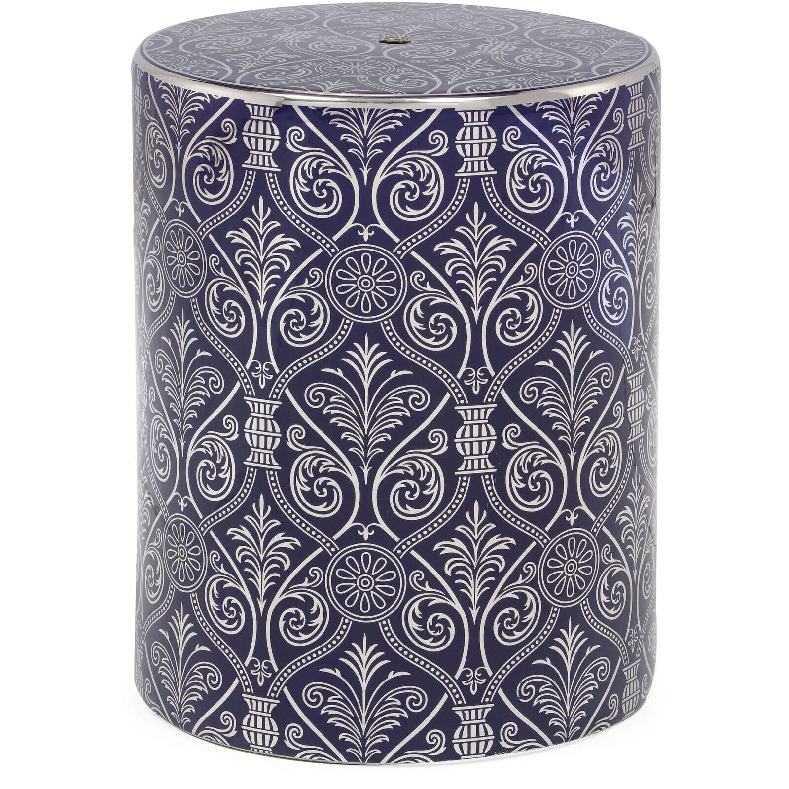 Pouf 33 X 33 X 45 Cm Céramique - Argent, Bleu