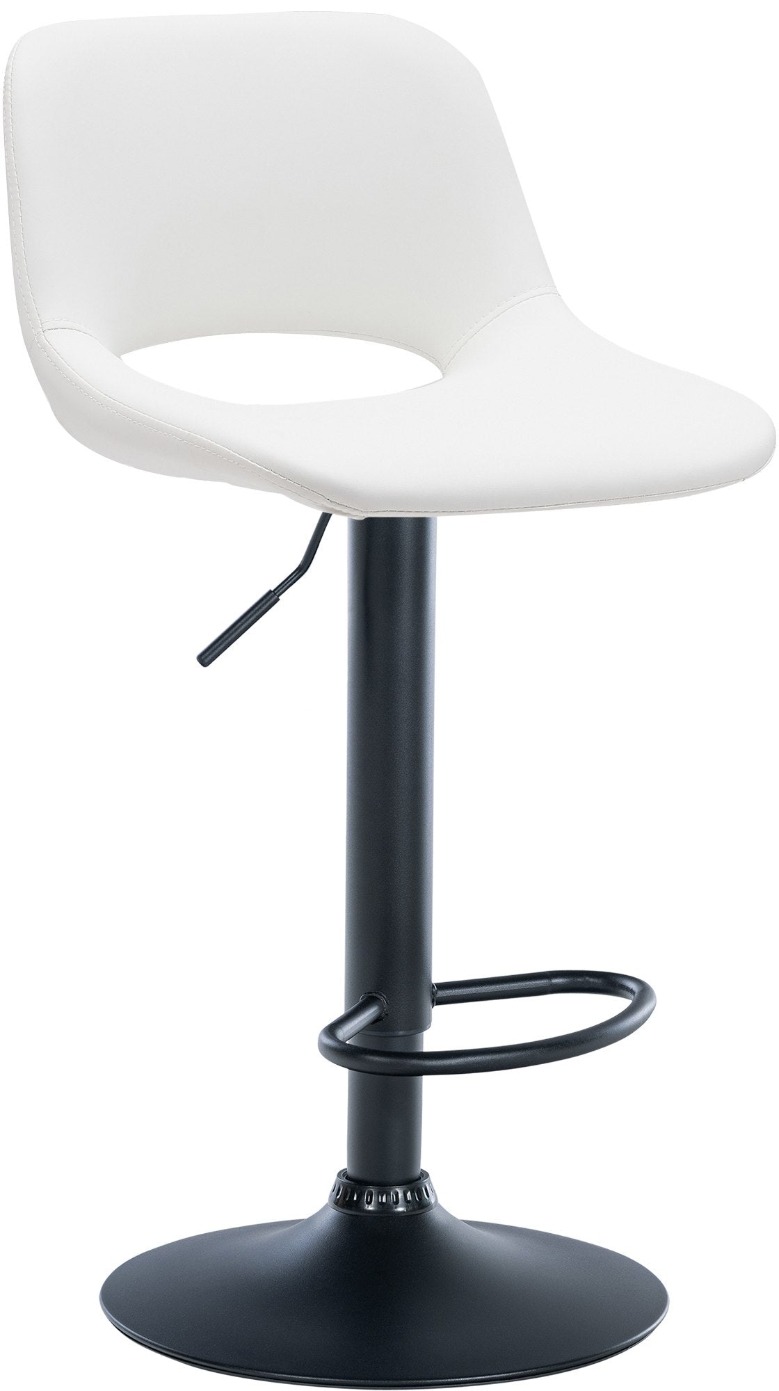 Tabouret De Bar Chaise Haute X1 Avec Repose-pieds En Pvc Blanc Piètement Métallique Noir 10_0004582
