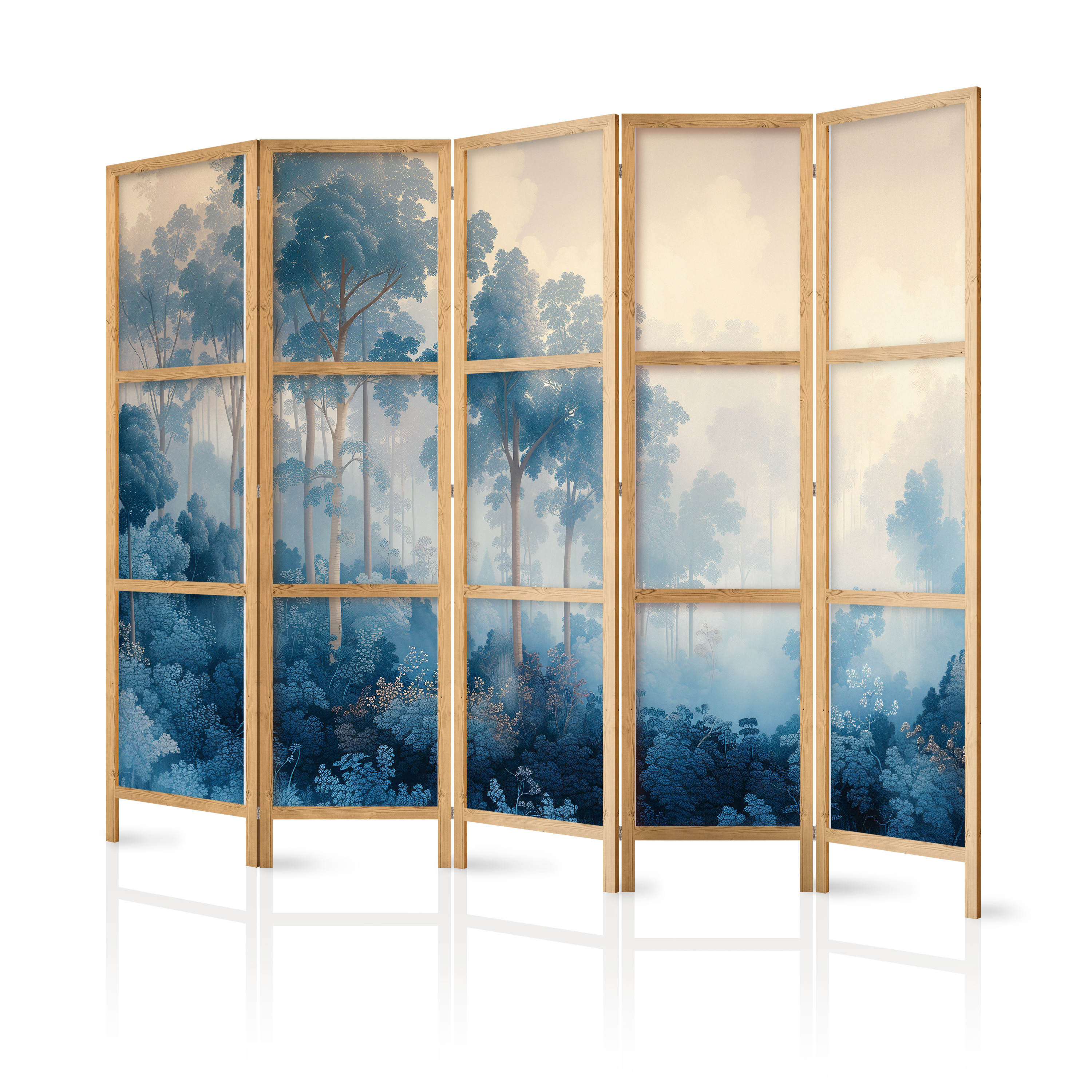 Paravent Japonais - Forêt Bleue De Conte De Fées 225x172