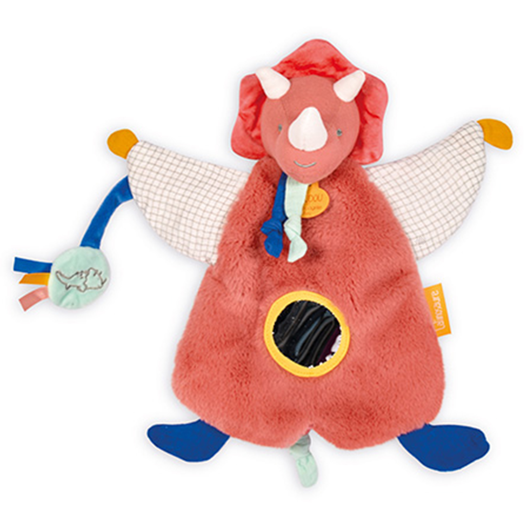 Doudou Marionnette D'éveil 25 Cm Polyester Dinosaure Filou Orange