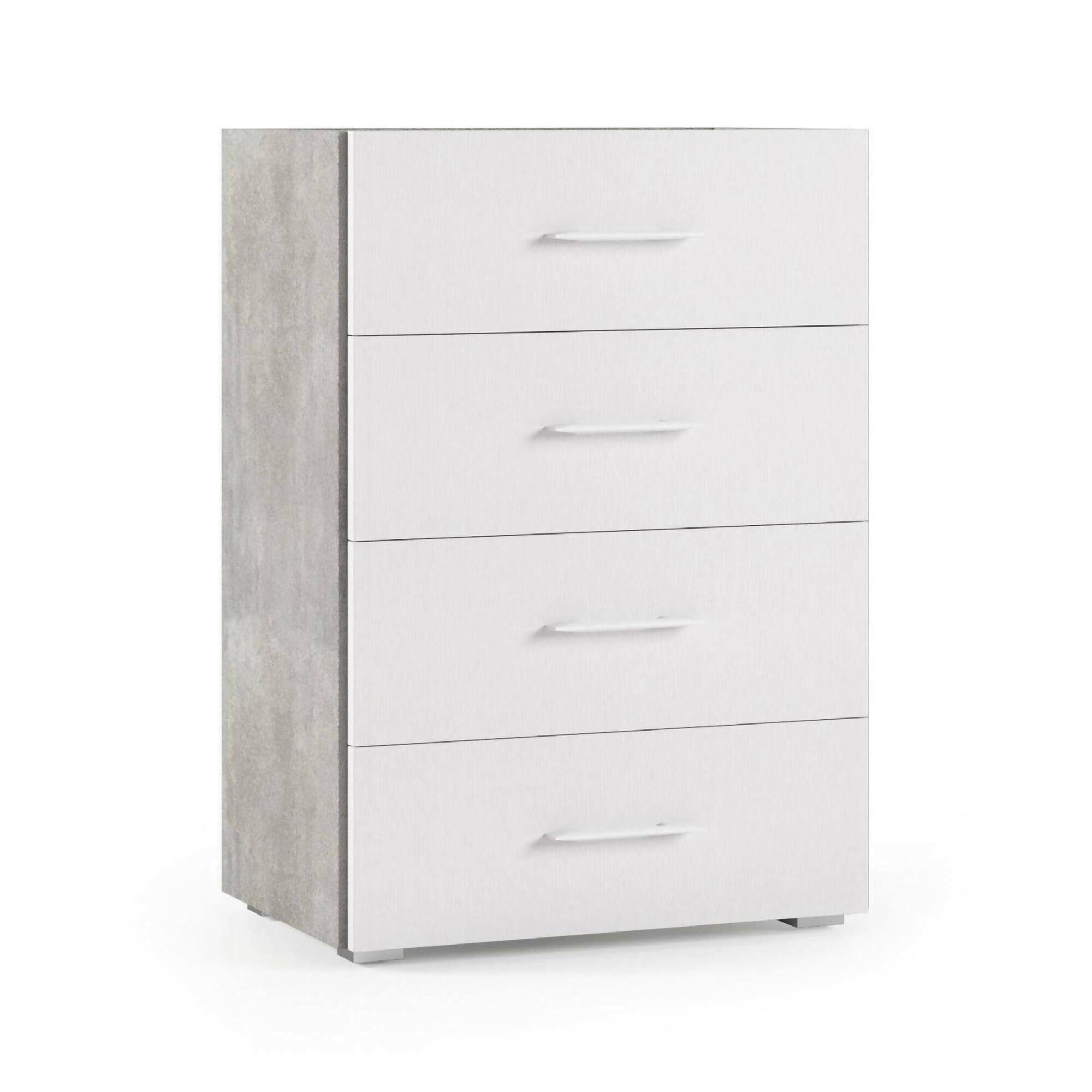 Commode Dmagli, 60x41h87 Cm, Ciment Et Blanc
