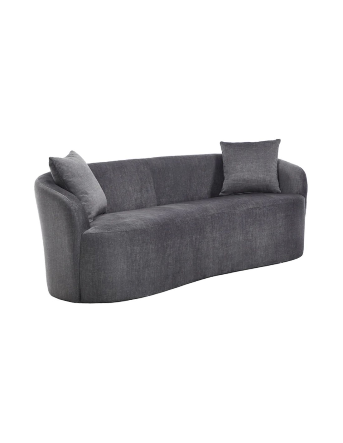 Canapé Droit Nyjy 2 Places En Velours - Gris Graphite - 178 X 67 X 70 Cm