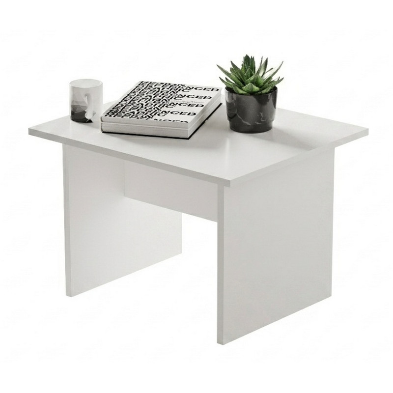 Table Basse Beaux Meubles Pas Chers 60 X 60 X 49,1 Cm Blanc Panneaux Particules Mélaminé