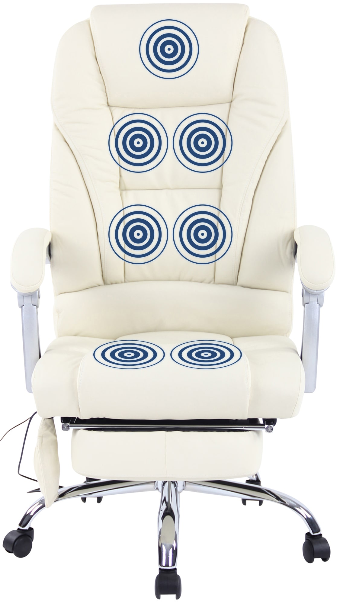 Chaise De Bureau Pacific En Cuir Véritable Avec Fonction Massage Crème