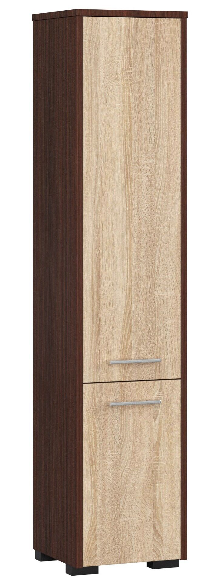Colonne Salle De Bains Akord Fin Wengé 30 Cm 2 Portes Façade Chêne Sonoma 5 Étagères 30x30x140 Cm