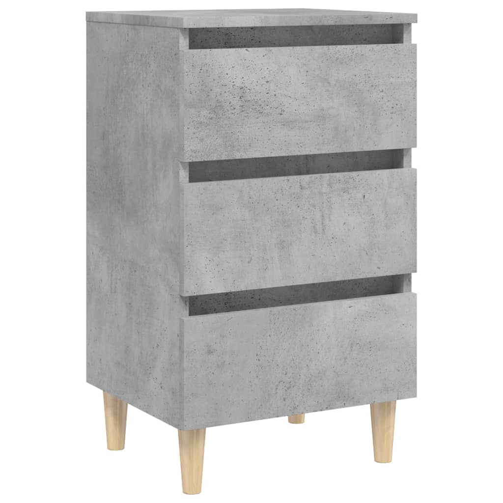 Table De Chevet 3 Tiroirs Avec Pieds En Bois 40 X 35 X 69cm Dec033222