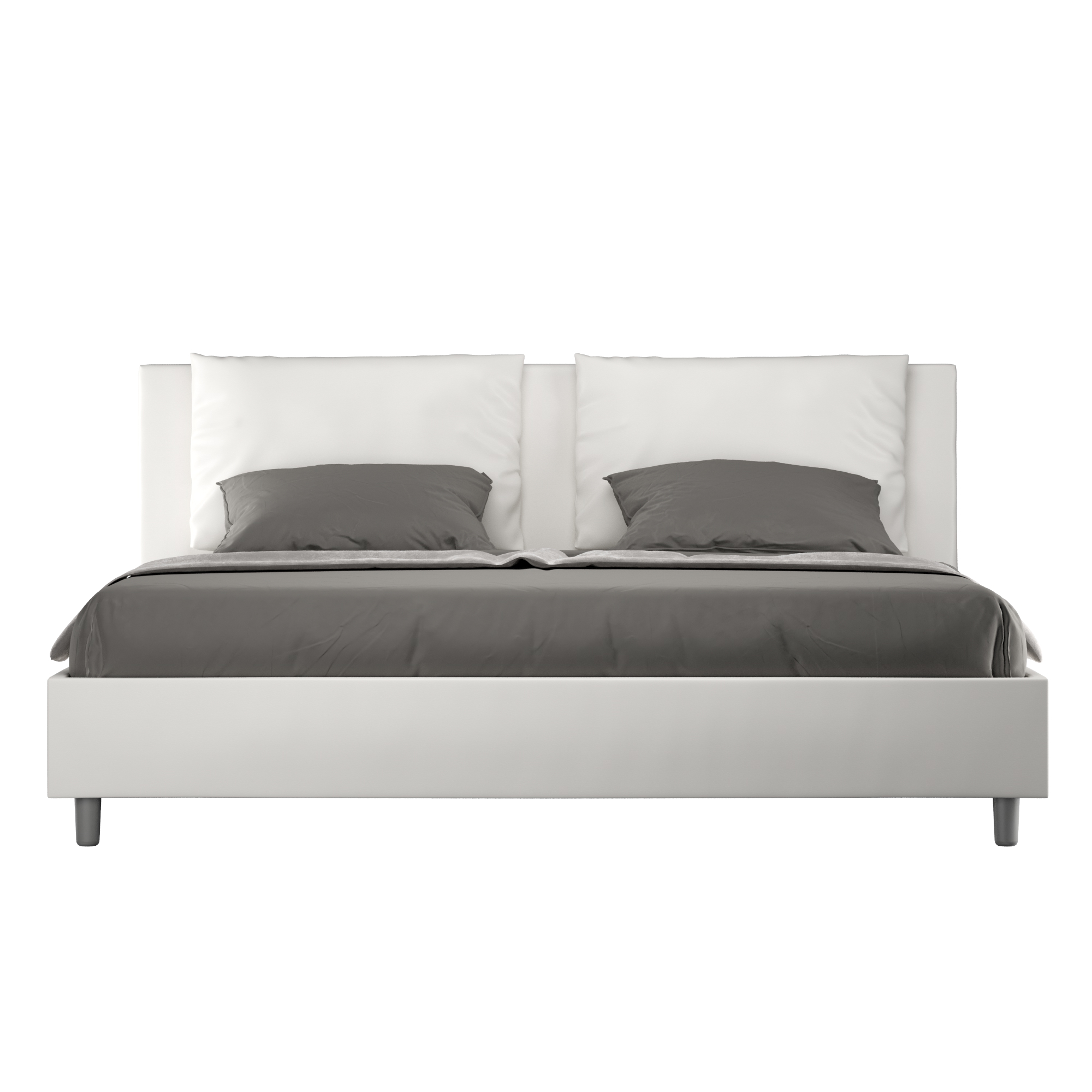 Lit Sans Sommier Rembourré 180x190 Similicuir Blanc Antea