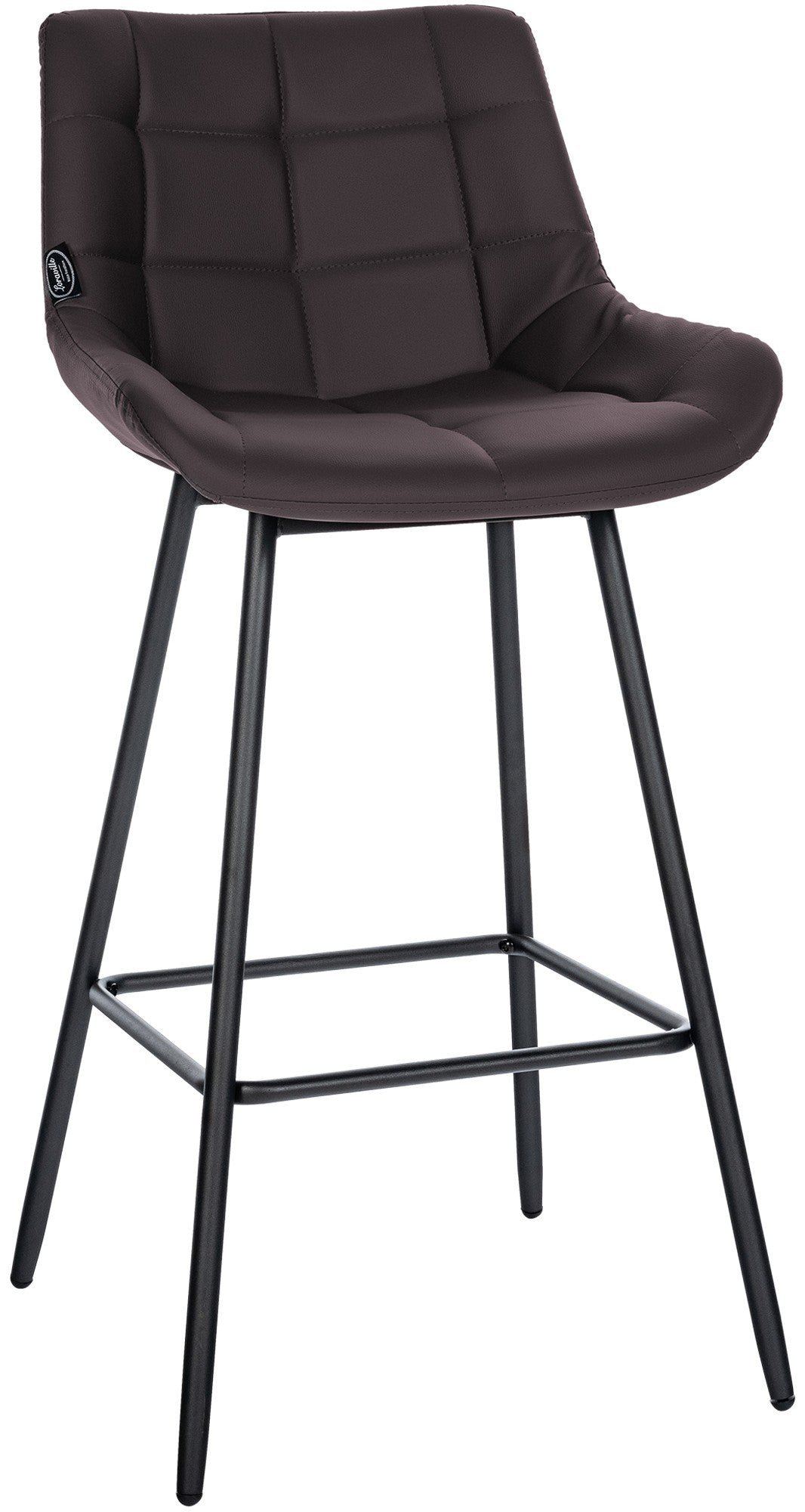 Tabouret De Bar X1 Avec Repose-pieds Revêtement En Pvc Marron Piètement À Quatre Pieds 10_0005460