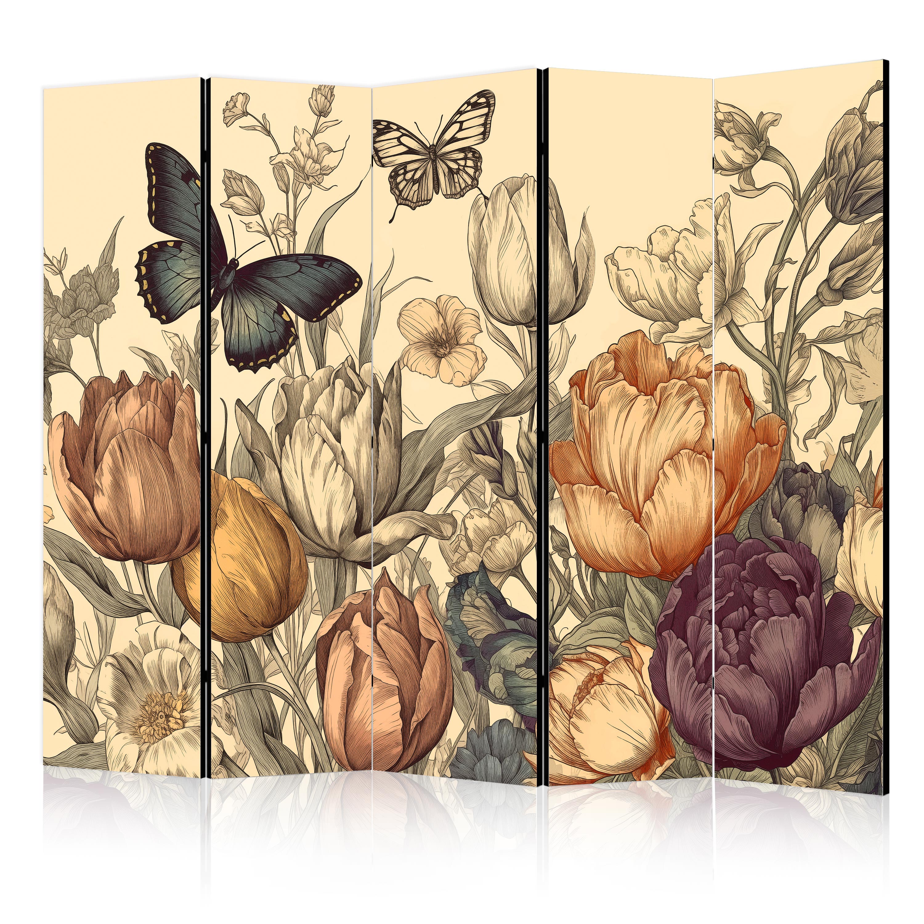 Paravent -illustration De Fleurs Et Papillonsclair 225x172