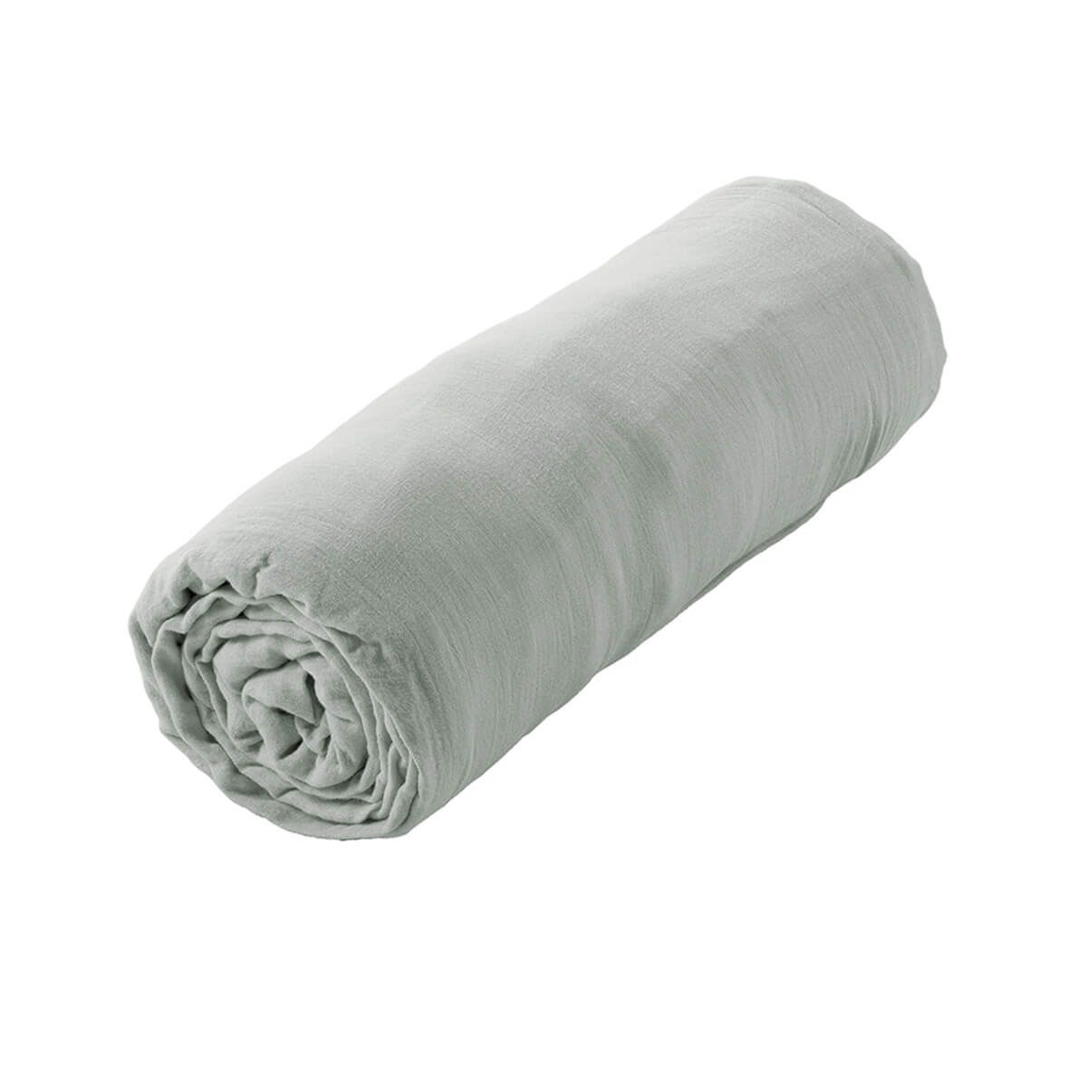 Ourea - Drap Housse 180x200cm Gaze De Coton Eucalyptus