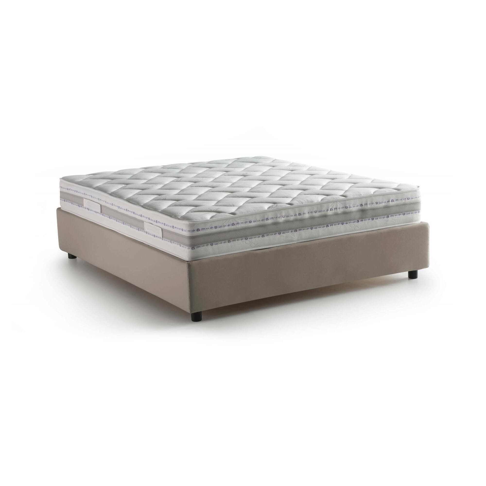 Lit Double En Tissu Tourterelle 140x190 Cm