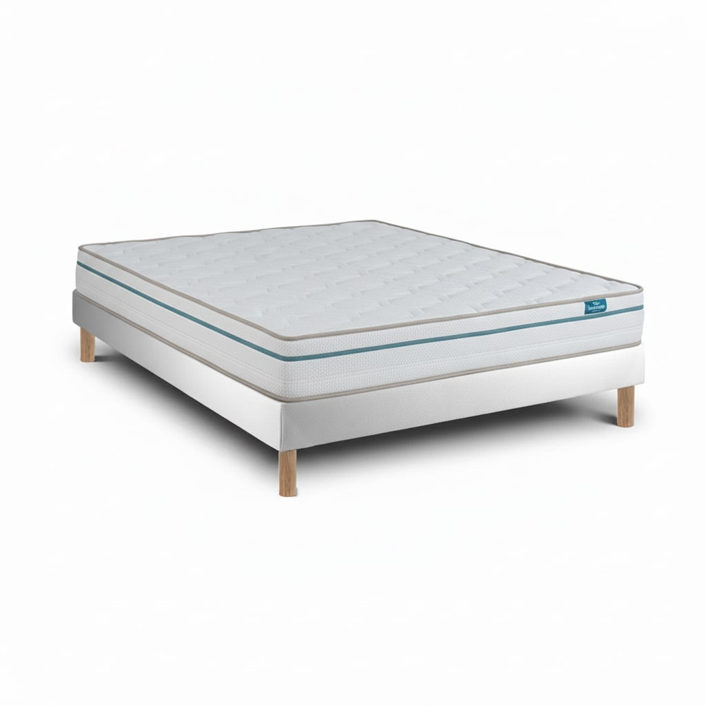 Ensemble Cloud One Et Sommier Blanc - Lit Avec Matelas 200 X 80 Cm