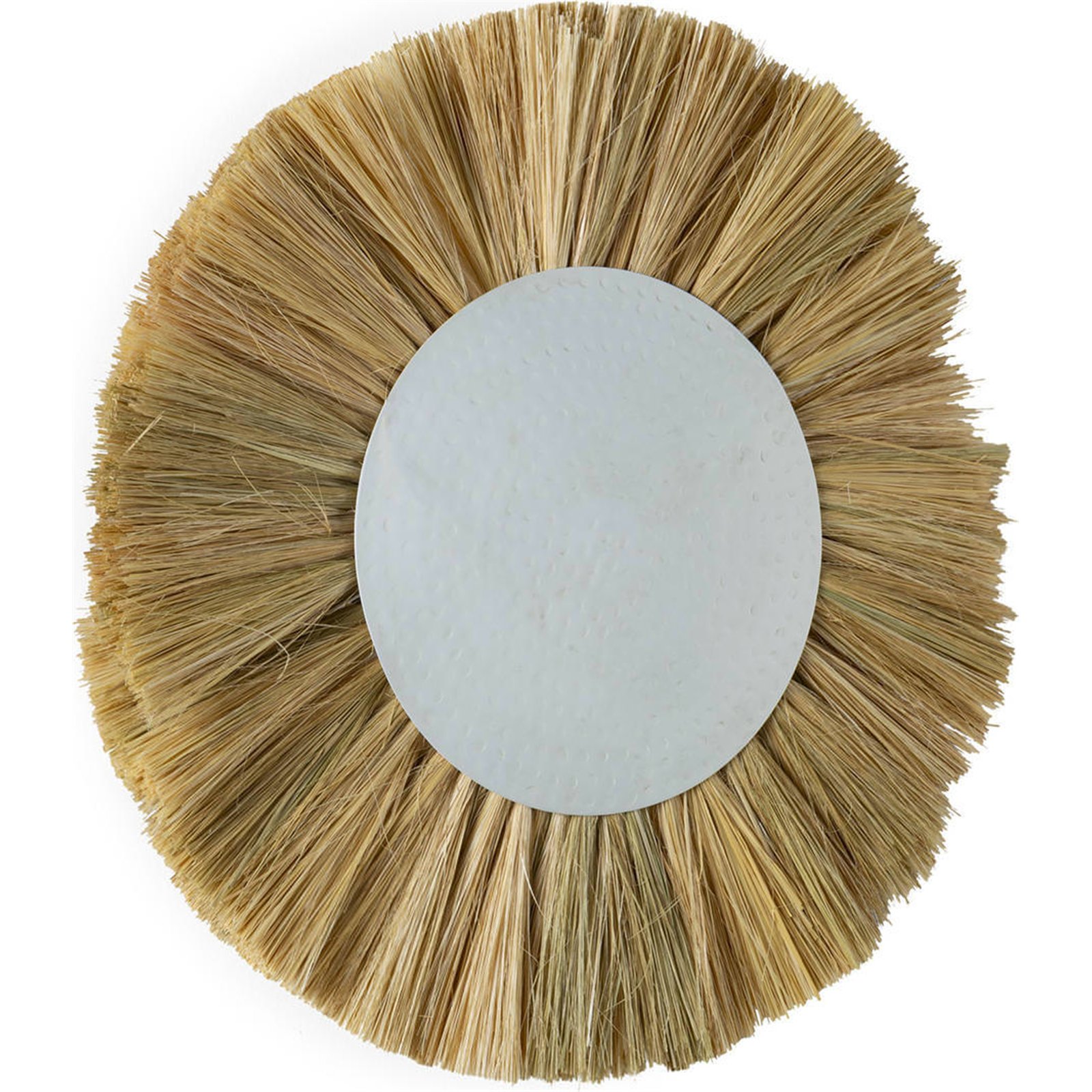 Applique Ronde Herbe De Mer Et Métal - Blanc Vieilli Et Naturel