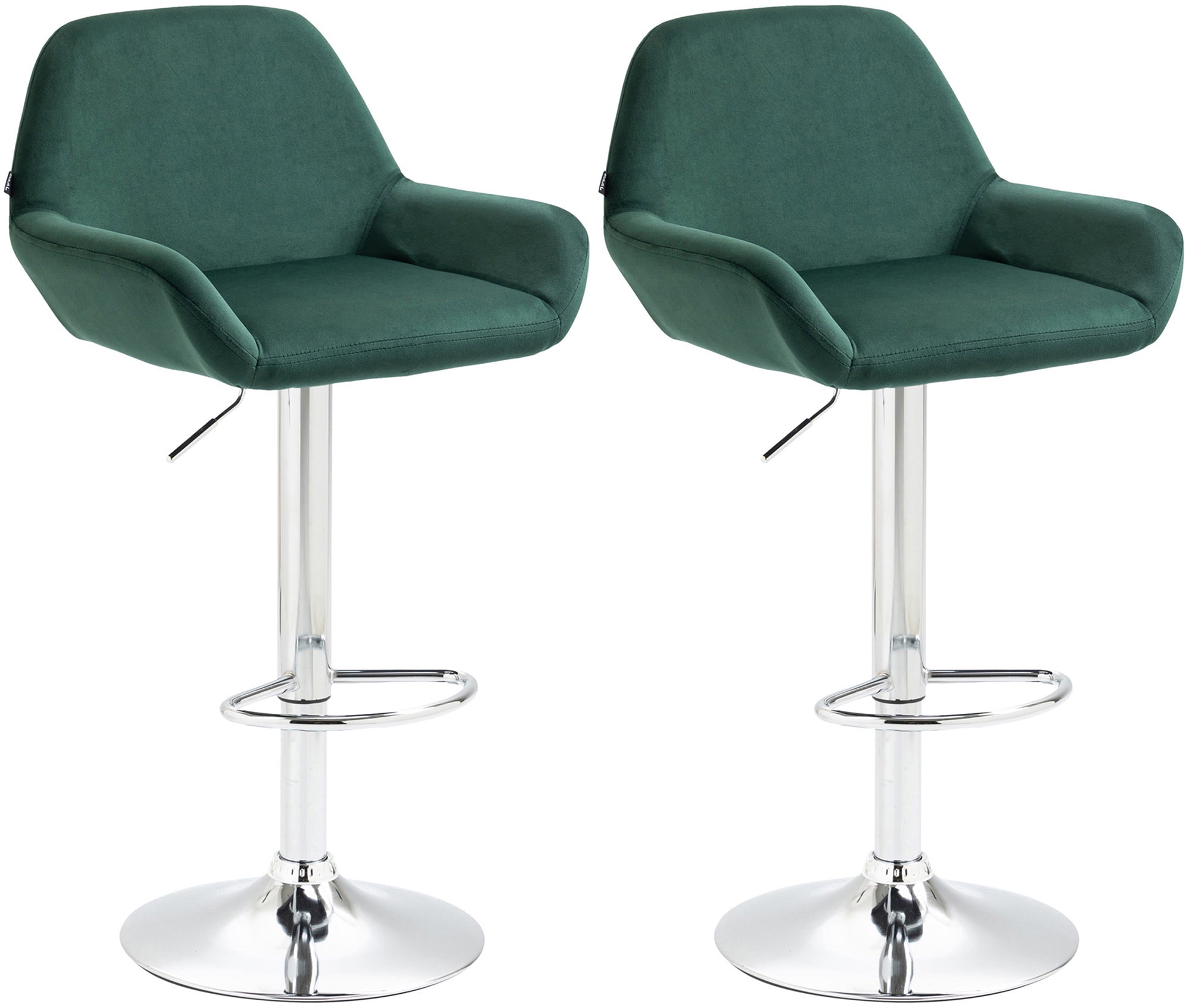 Lot De 2 Tabourets De Bar Repose-pieds En Forme D'arc En Métal Chromé Assise 10_0004032