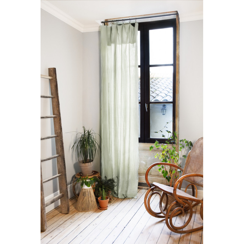 Lot De 2 Rideaux Ajustables + 8 Anneaux Pince "gaîa" 140 X 300 Cm "gaze De Coton" L'effet Papillon
