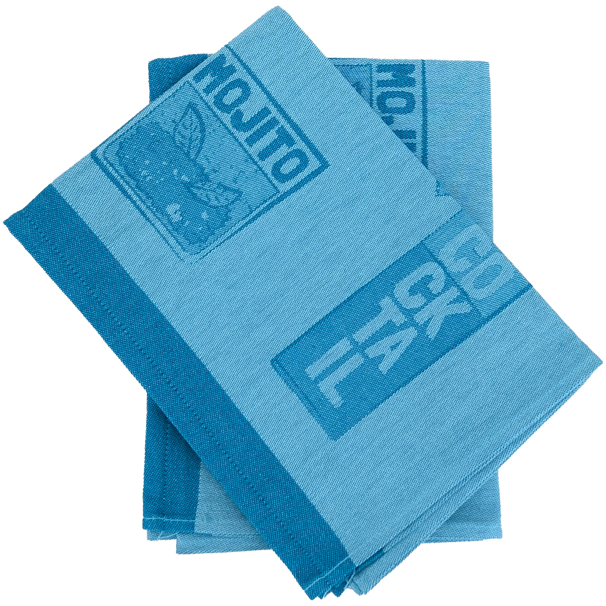 Lot De 2 Torchons De Cuisine Toile Drink 50x70 Cm Bleu