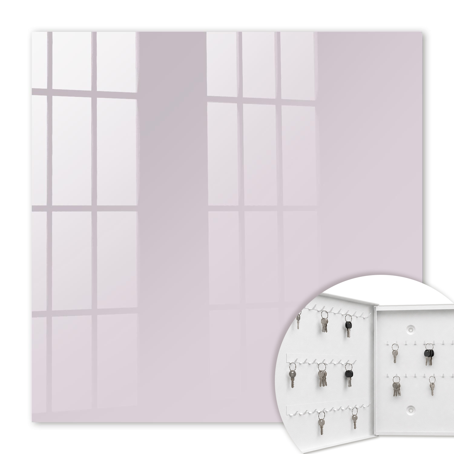 Armoire À Clés - (30 Cm X 30 Cm) - Boîte À Clés Murale - Coffret De Rangement Pour Clés - Couleur Blanche - Ouverture Vers La Gauche - Pour Maison Et Bureau - Lilas Clair