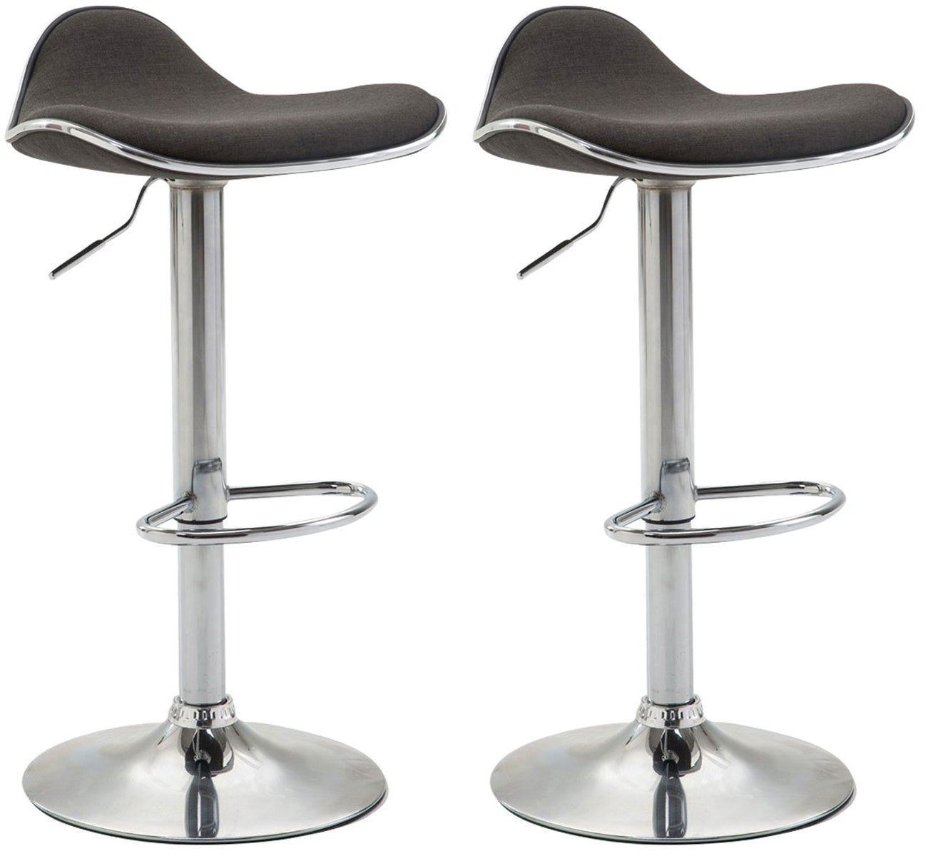 Lot De 2 Tabourets De Bar Assise Ergonomique En Tissu Gris Foncé Pied En 10_0004410