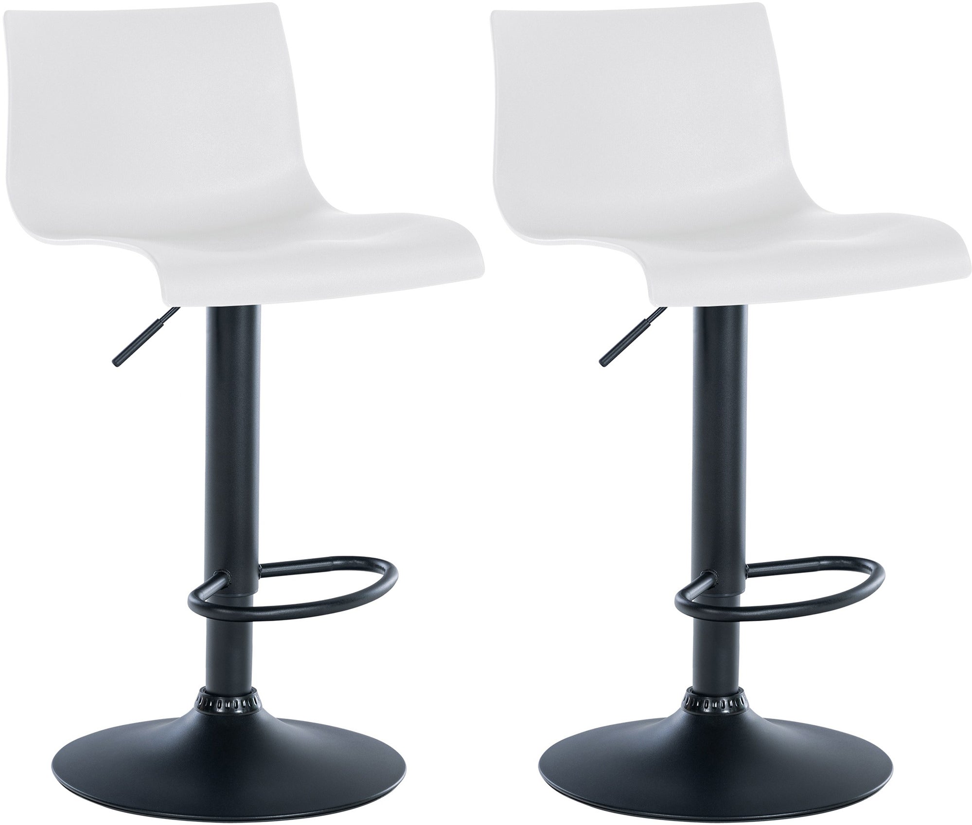 Lot De 2 Tabourets De Bar Design Simple Avec Repose-pieds En Plastique Blanc Pieds 10_0004048