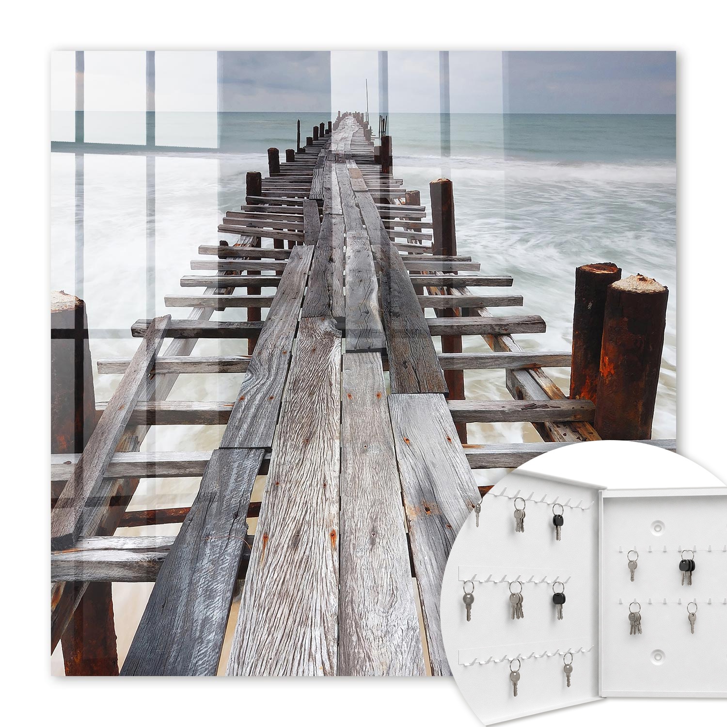 Armoire À Clés - (30 Cm X 30 Cm) - Boîte À Clés Murale - Coffret De Rangement Pour Clés - Couleur Blanche - Ouverture Vers La Gauche - Pour Maison Et Bureau - Havre Sans Fin