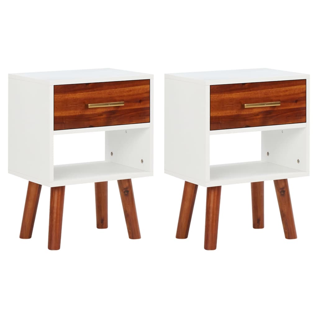 Lot De 2 Tables De Chevet Avec Tiroir Et Compartiment Ouvert 40 X 30 Dec035051