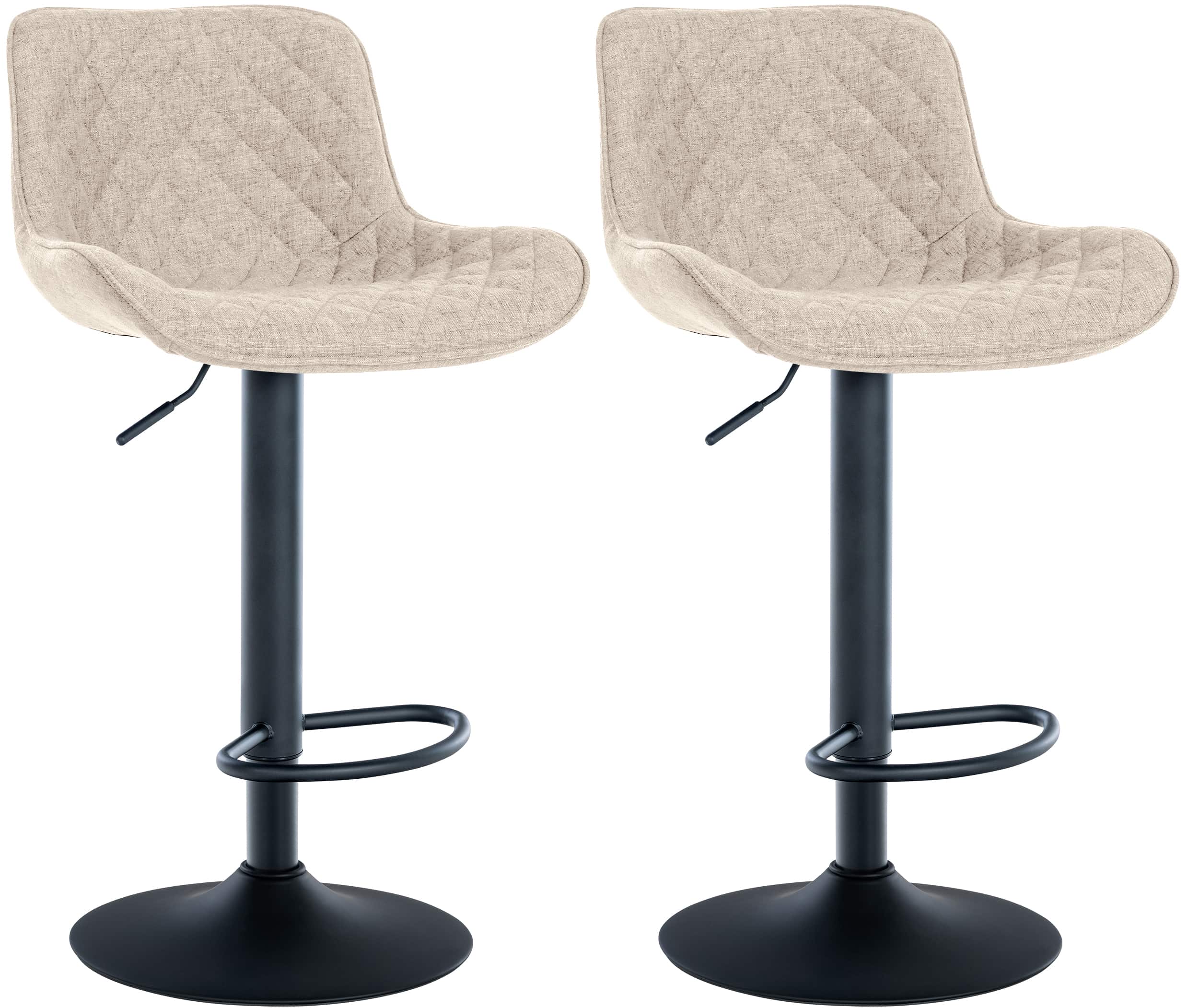 Lot De 2 Tabourets De Bar Minosa Tissu Taupe