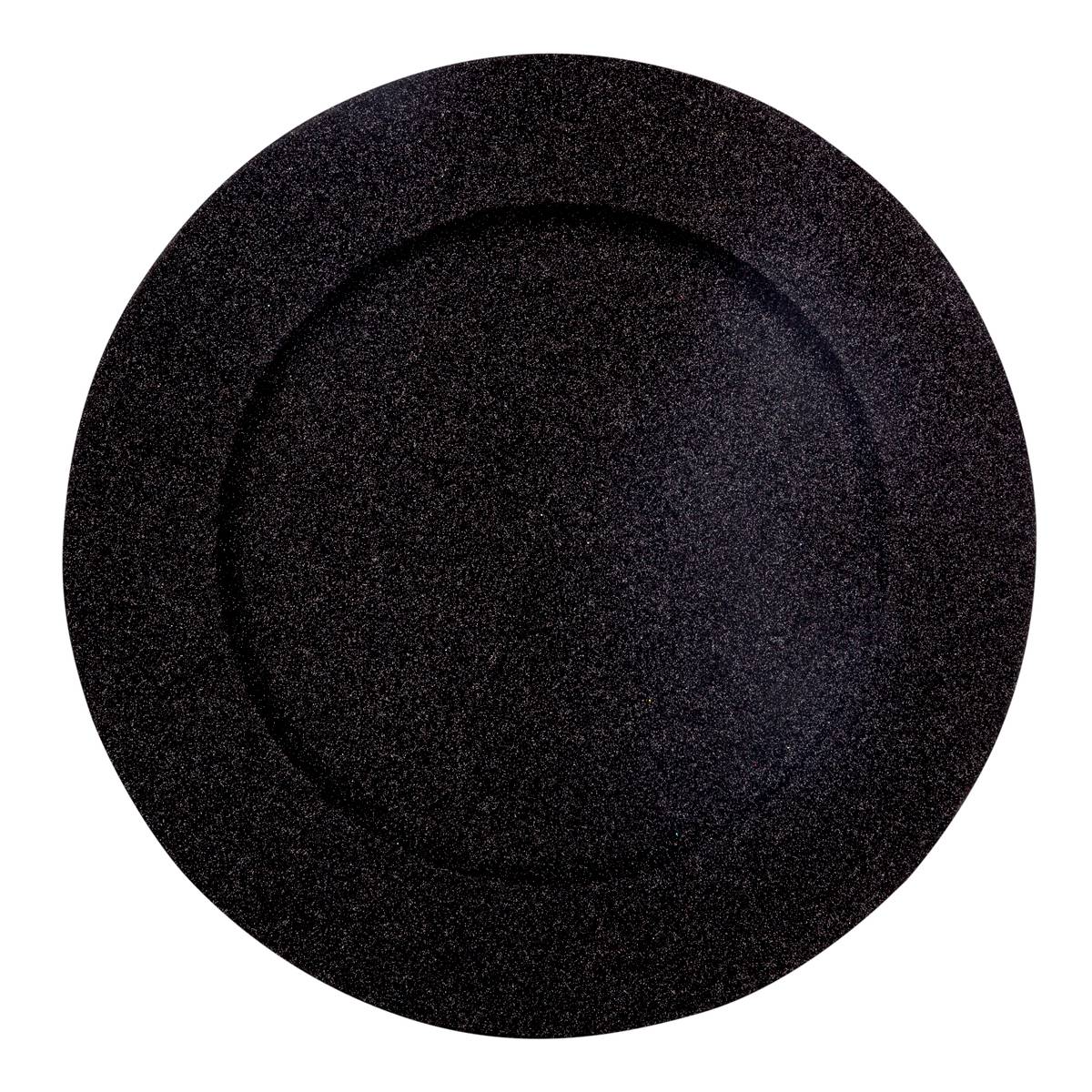 Assiette De Présentation "colorama De Noël" D33cm Paillettes Noir - Feeric Lights & Christmas