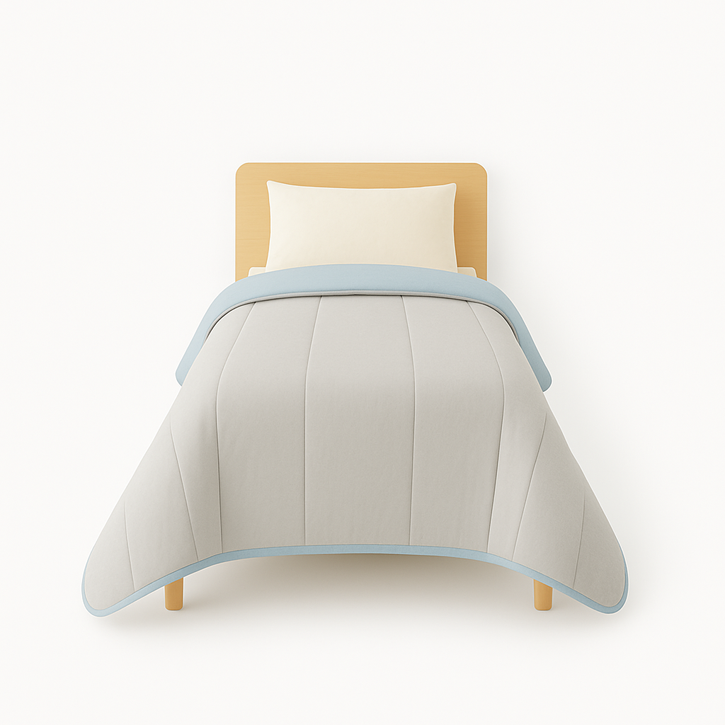 Couette Légère Gris Clair/bleu Ciel - 1 Personne 140 X 200 - Spécial Été - Mortreux