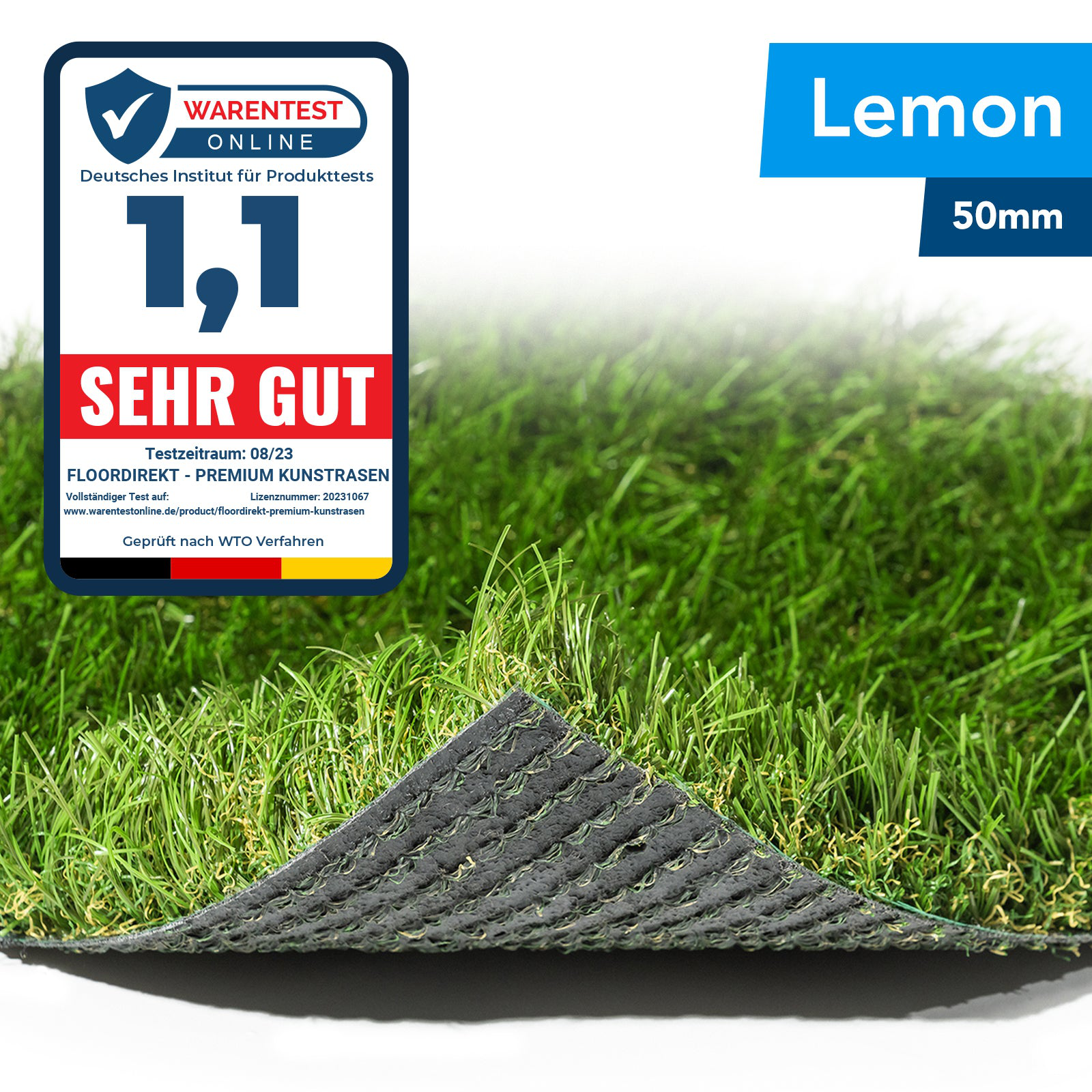 Pelouse Artificielle Lemon Résistant Aux Uv Hauteur: 50 Mm 100 X 50 Cm - Floordirekt