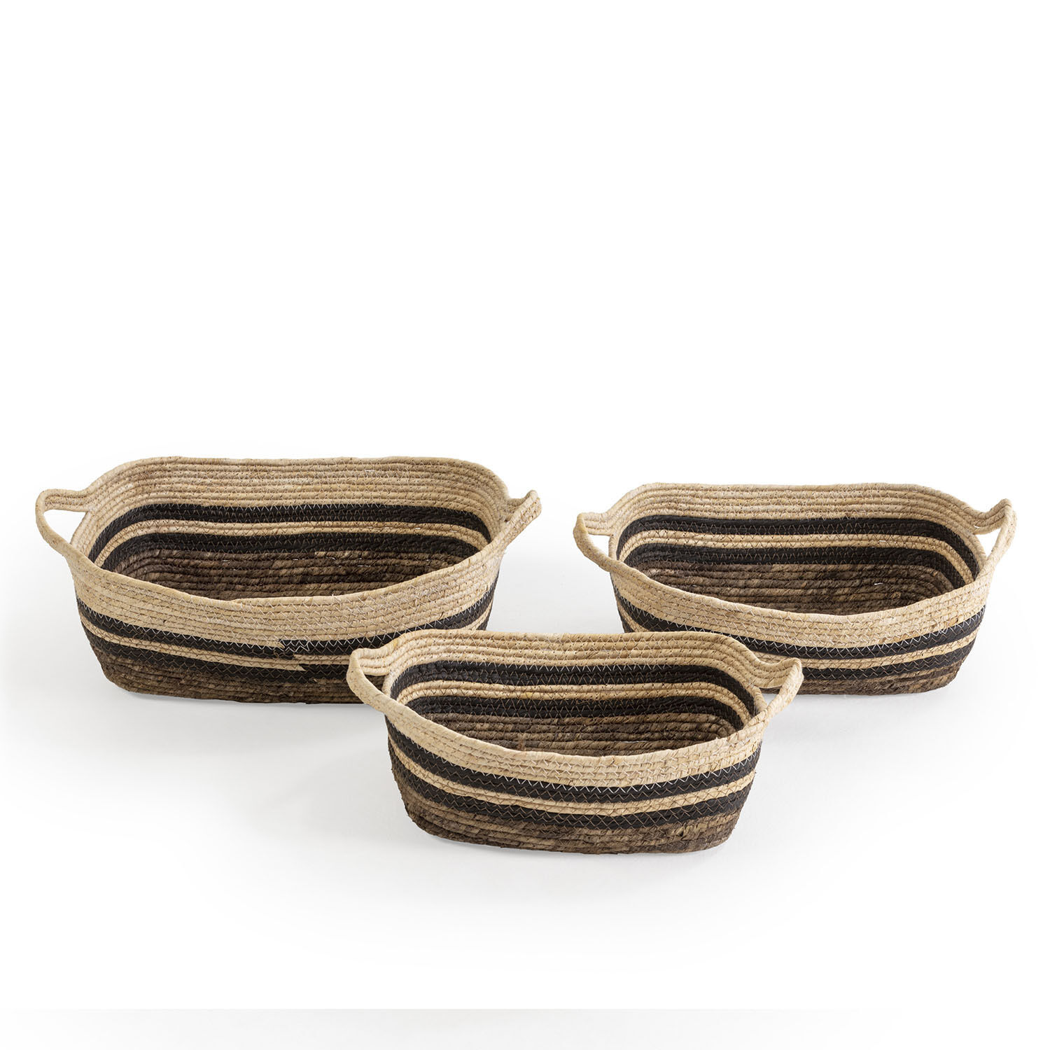 Set De 3 Paniers Luar Fibre Naturelle Et Papier, Marron/beige
