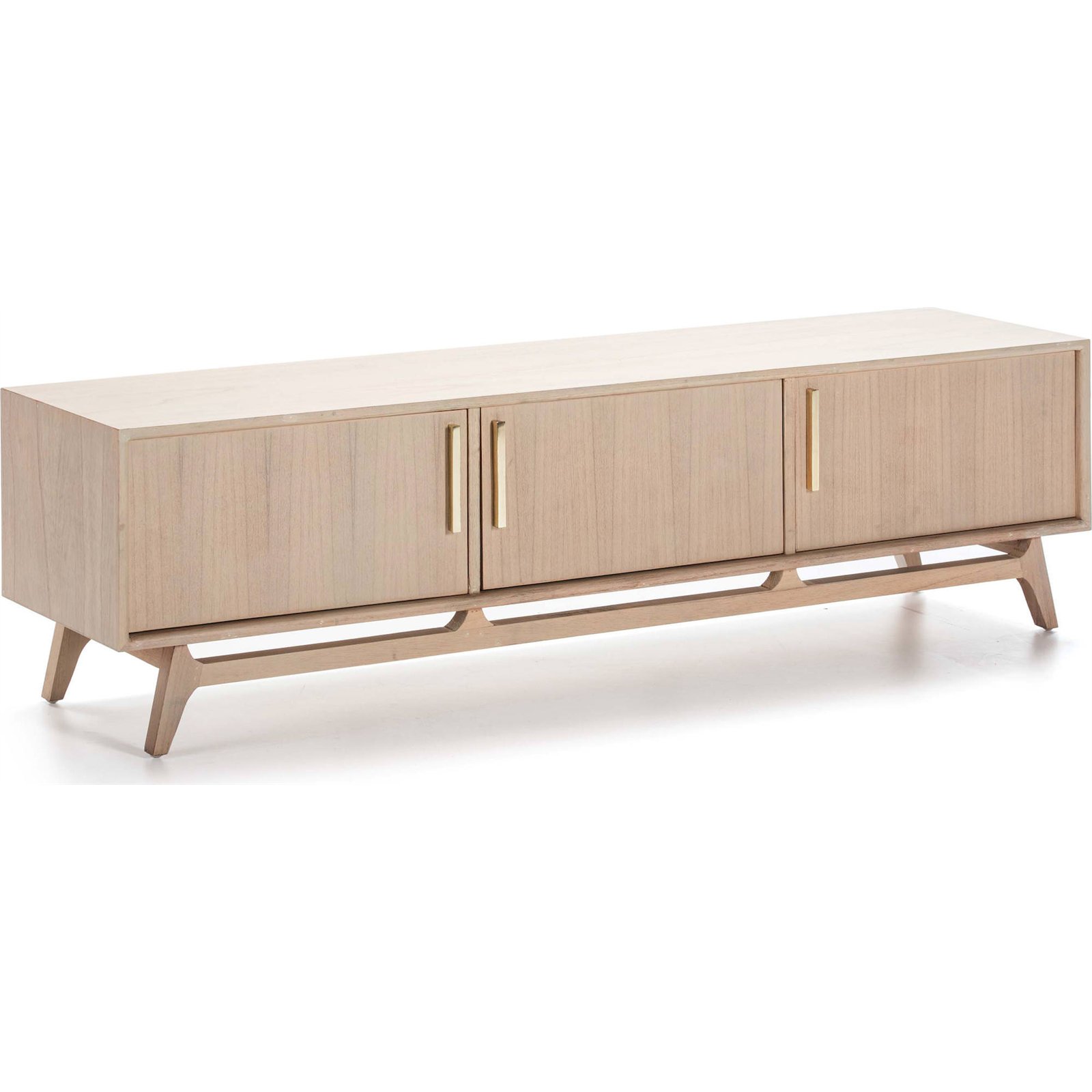 Meuble Tv Scandinave En Bois Clair - Naturel À Patine Grise
