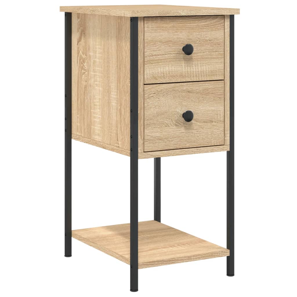 Table De Chevet Avec Tiroirs Et Étagère 32 X 42 X 70 Cm Bois Dec033801