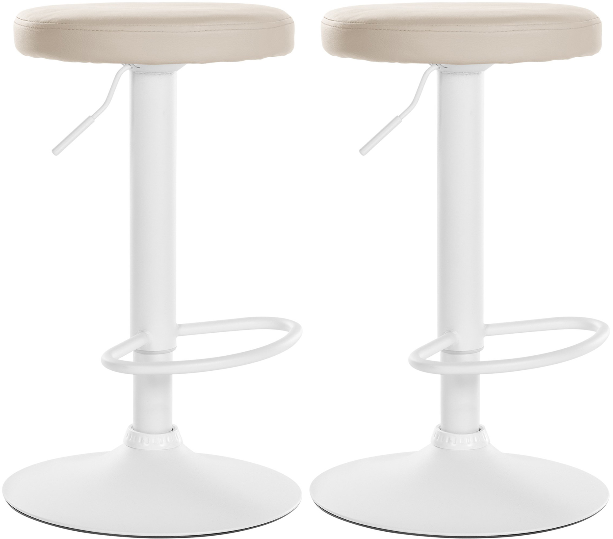 Lot De 2 Tabourets De Bar Ponte Simili Cuir Blanc Crème