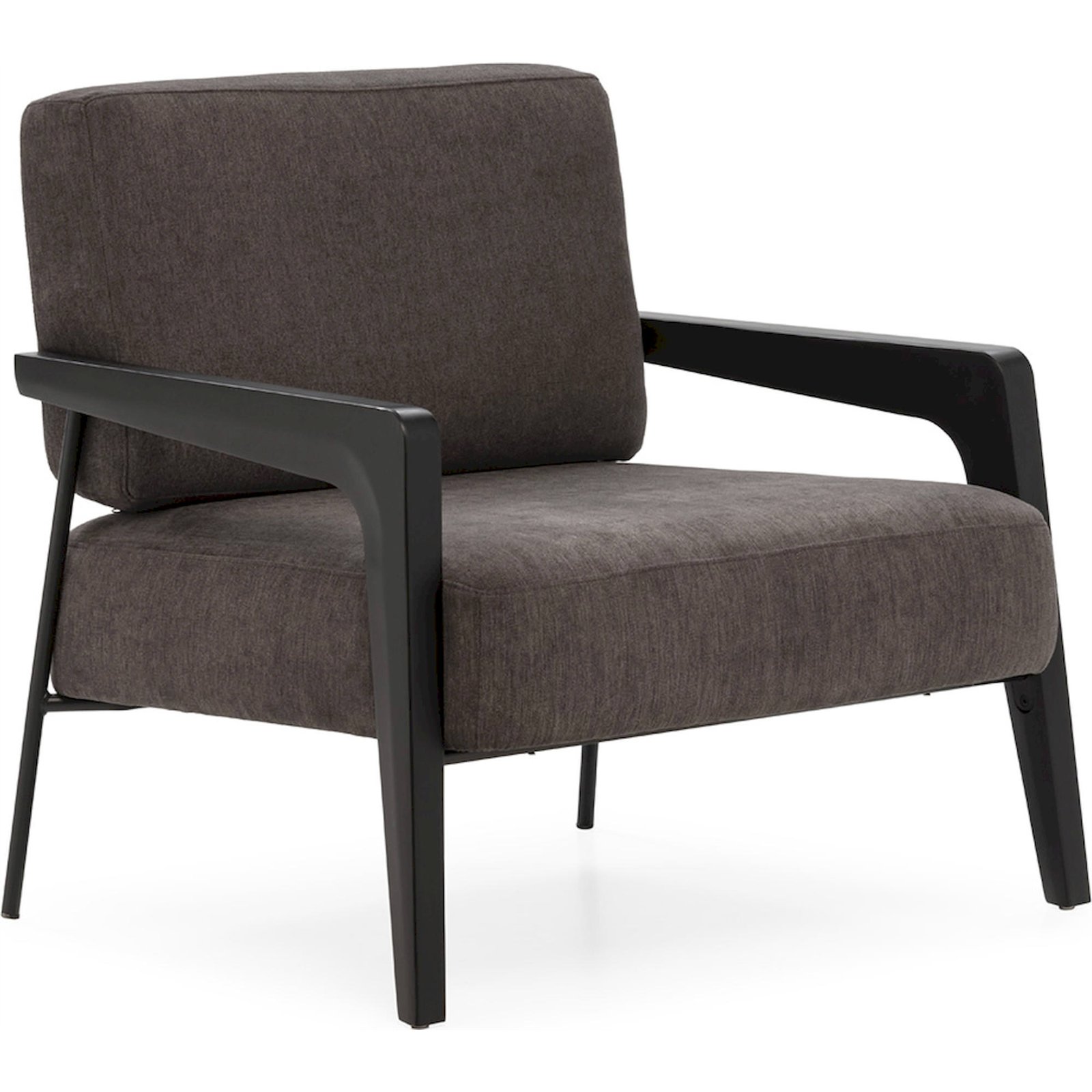 Fauteuil Contemporain En Tissu Gris Foncé - Gris Foncé Et Noir